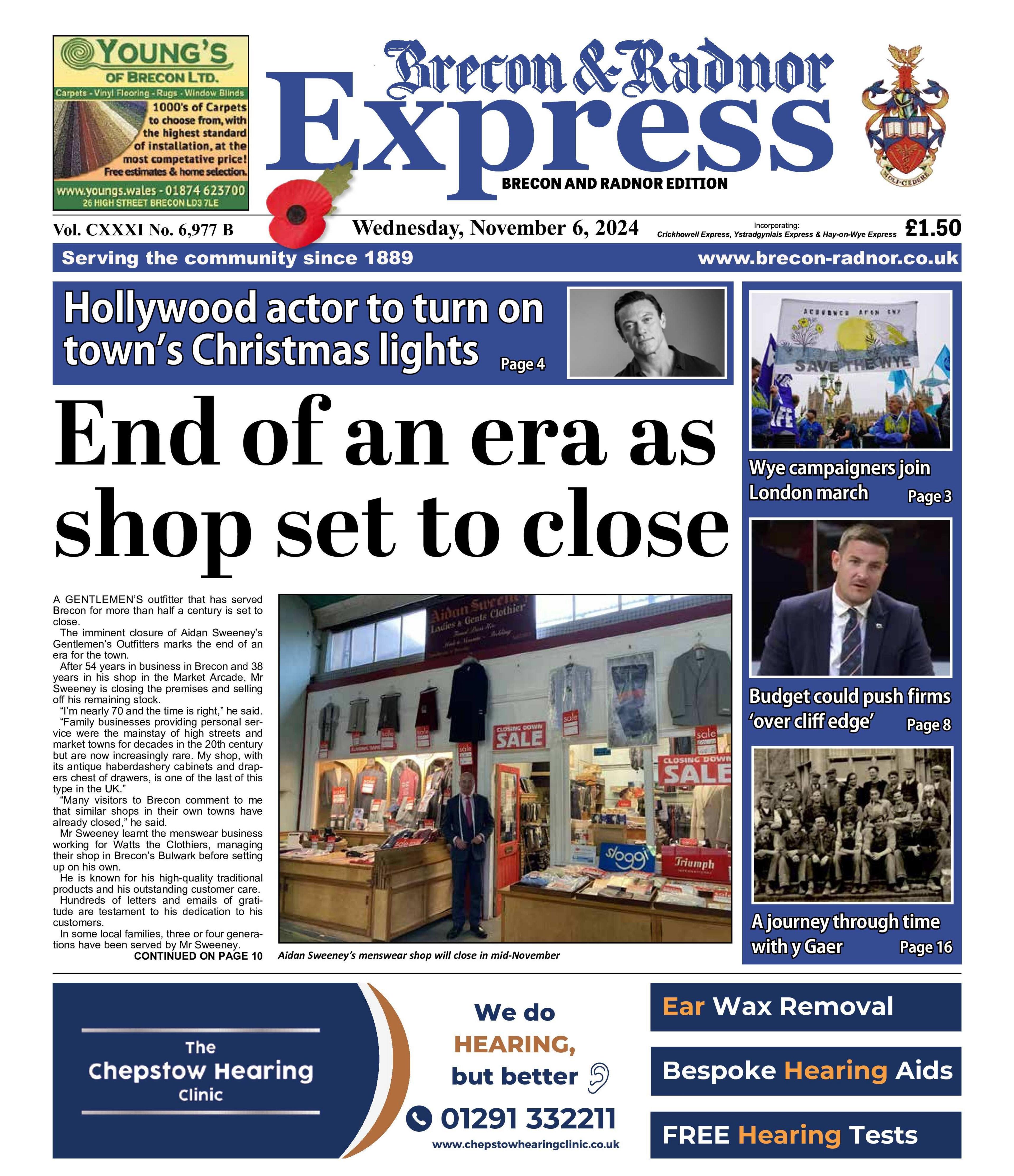 Front page of the Brecon & Radnor Express