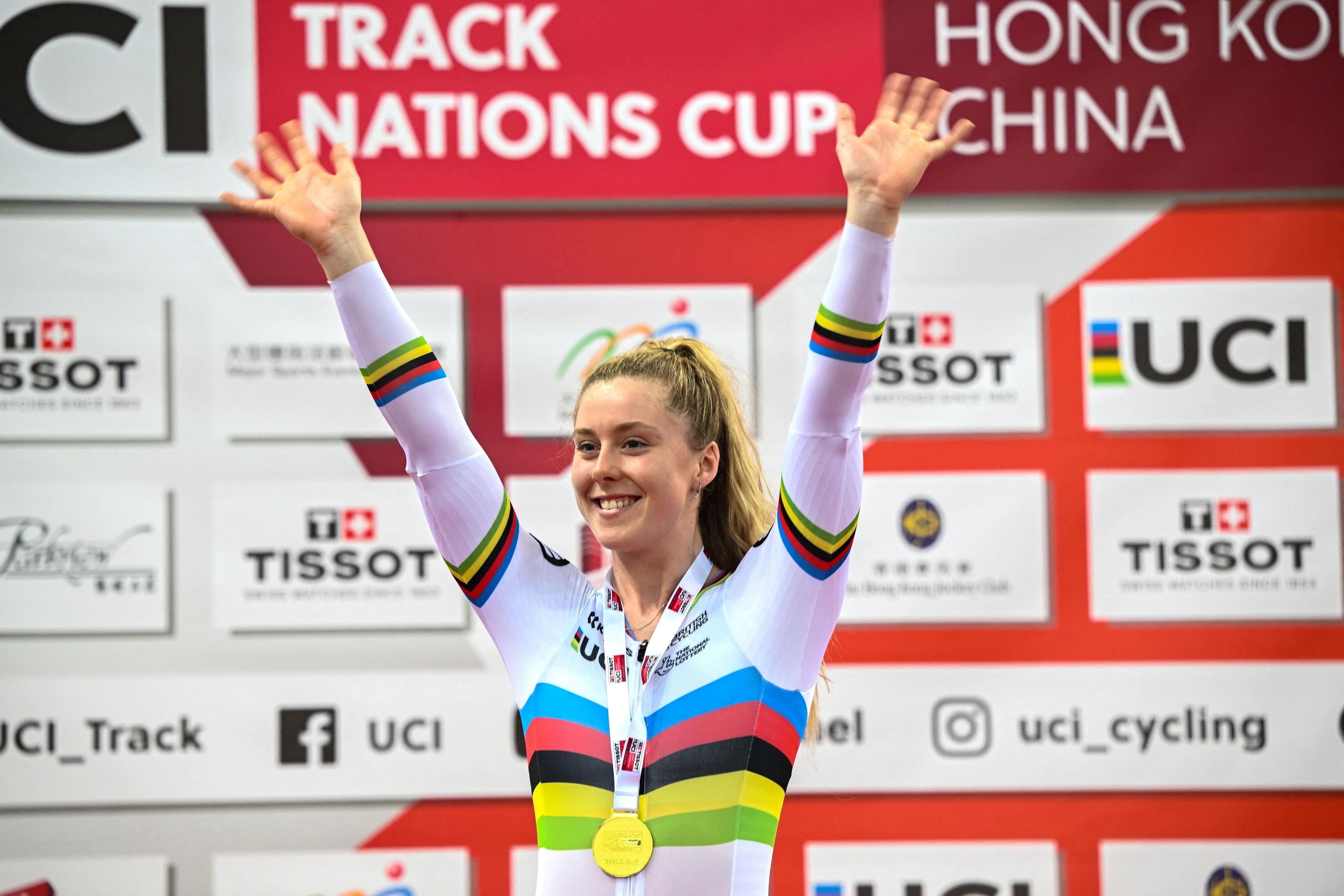 Finucane won gold in the women's sprint at the Track Nations Cup in March