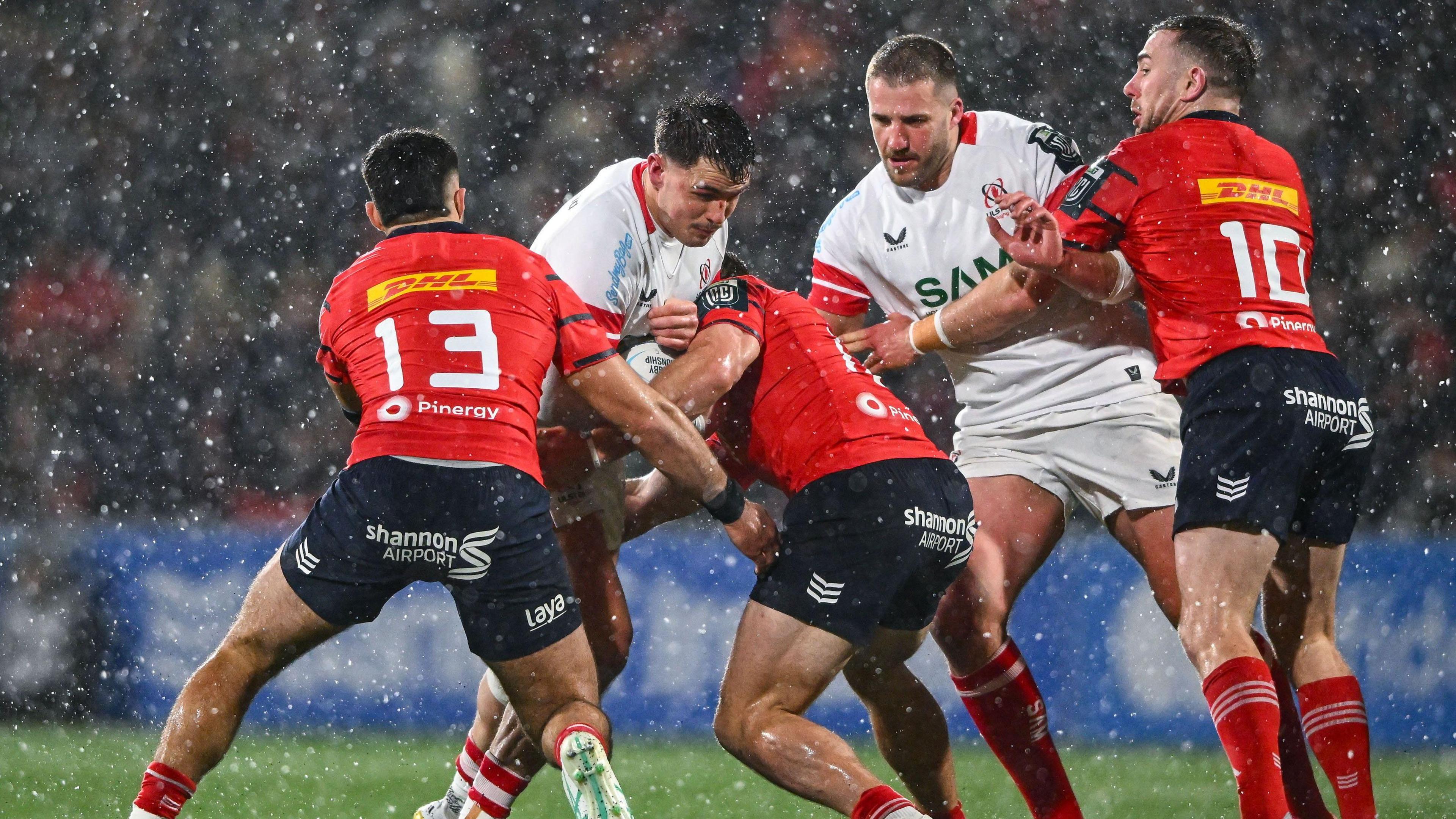James Hume carries the ball against Munster