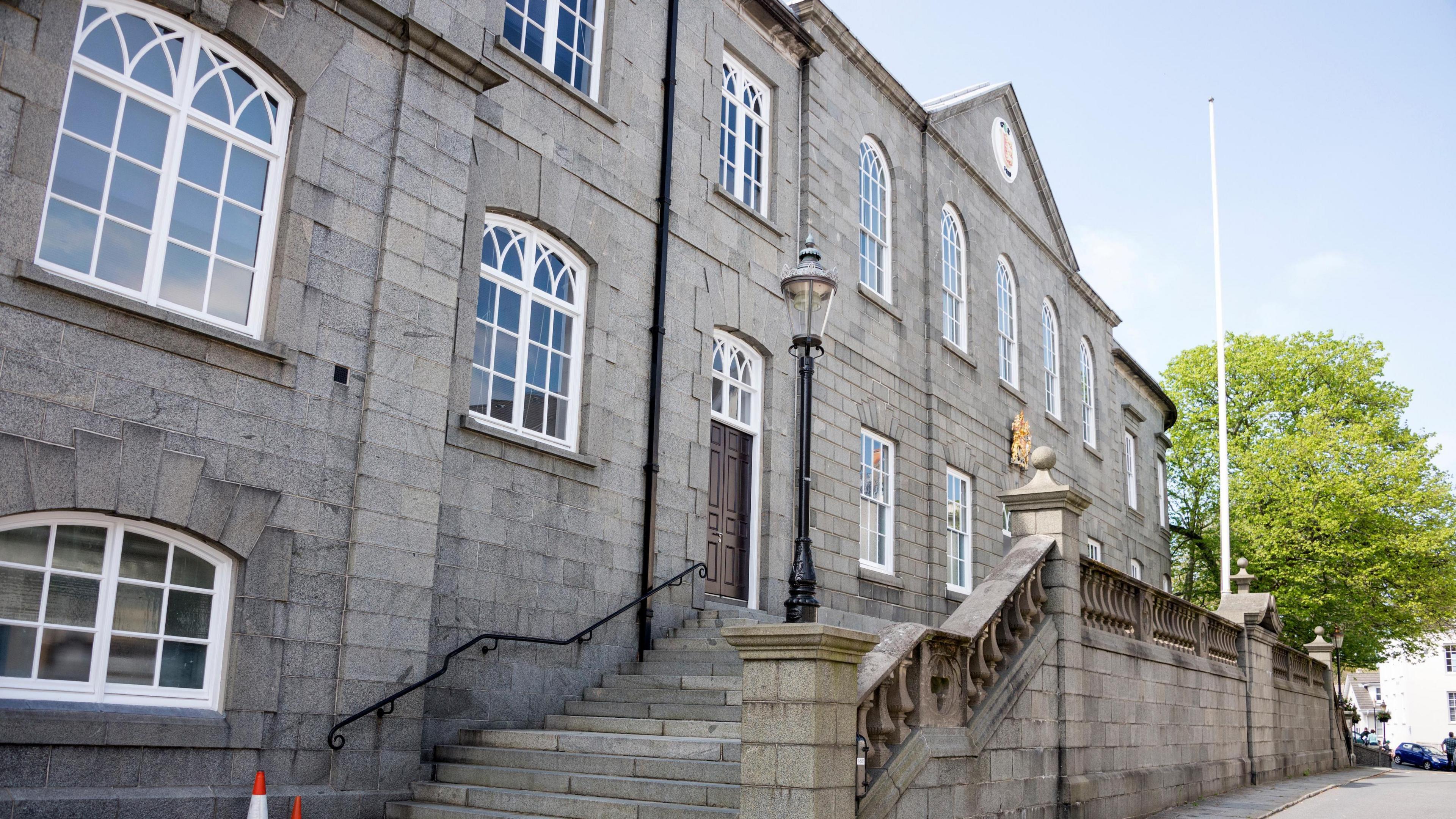 The States of Guernsey parliament building in Guernsey