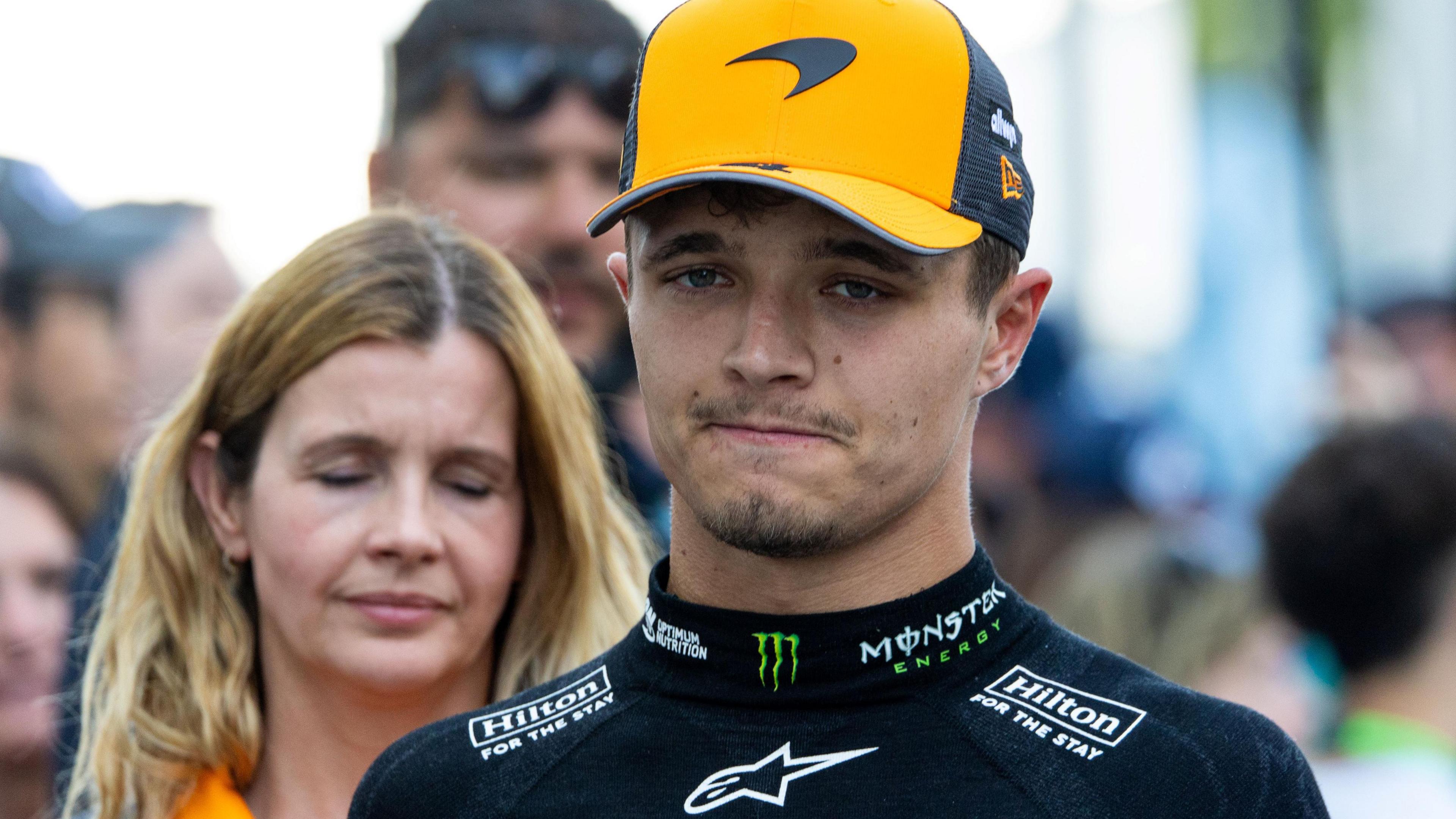 Lando Norris looking downcast after retiring from the Canadian Grand Prix