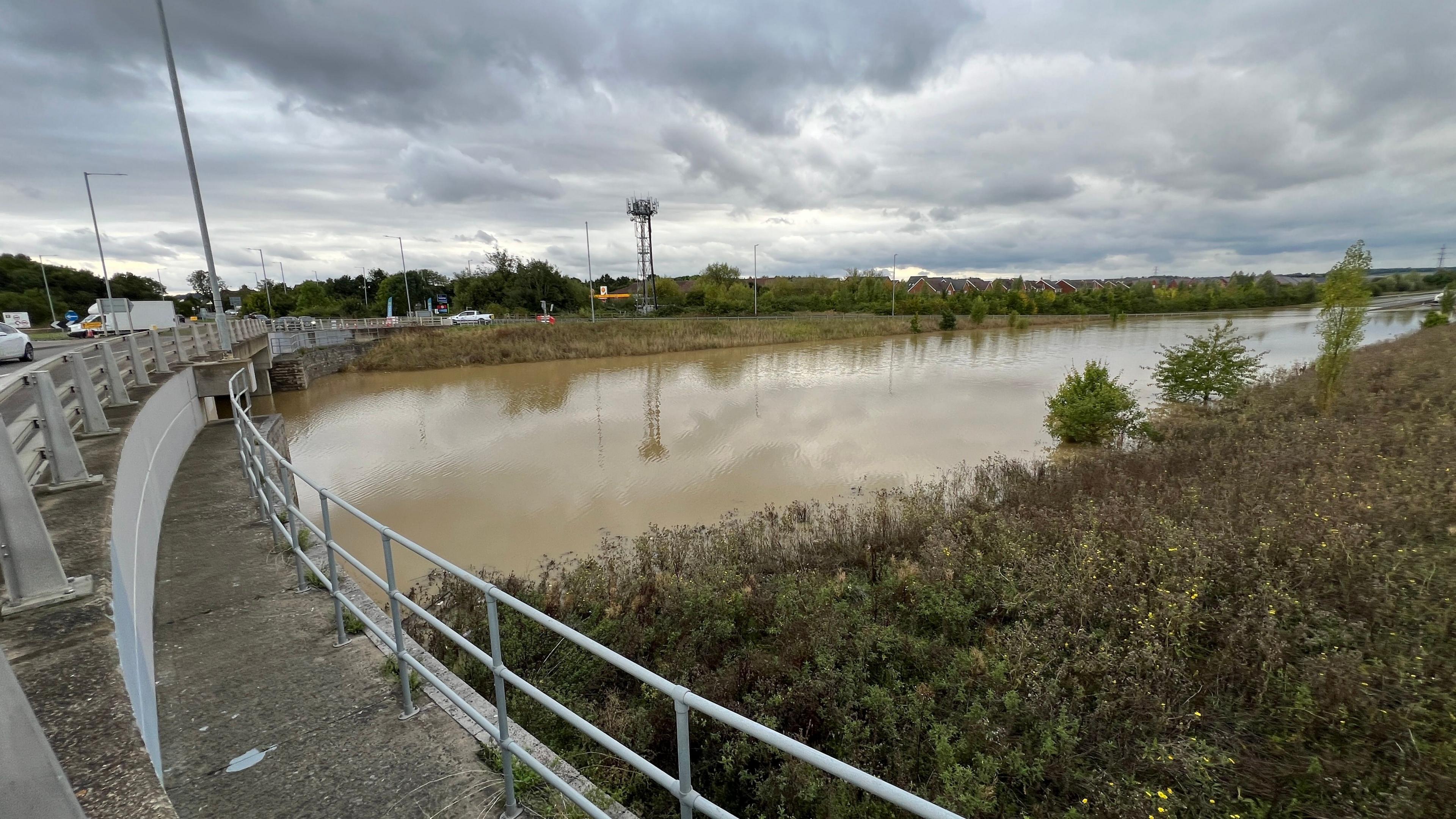 A421 Marston Moretaine severely flooded