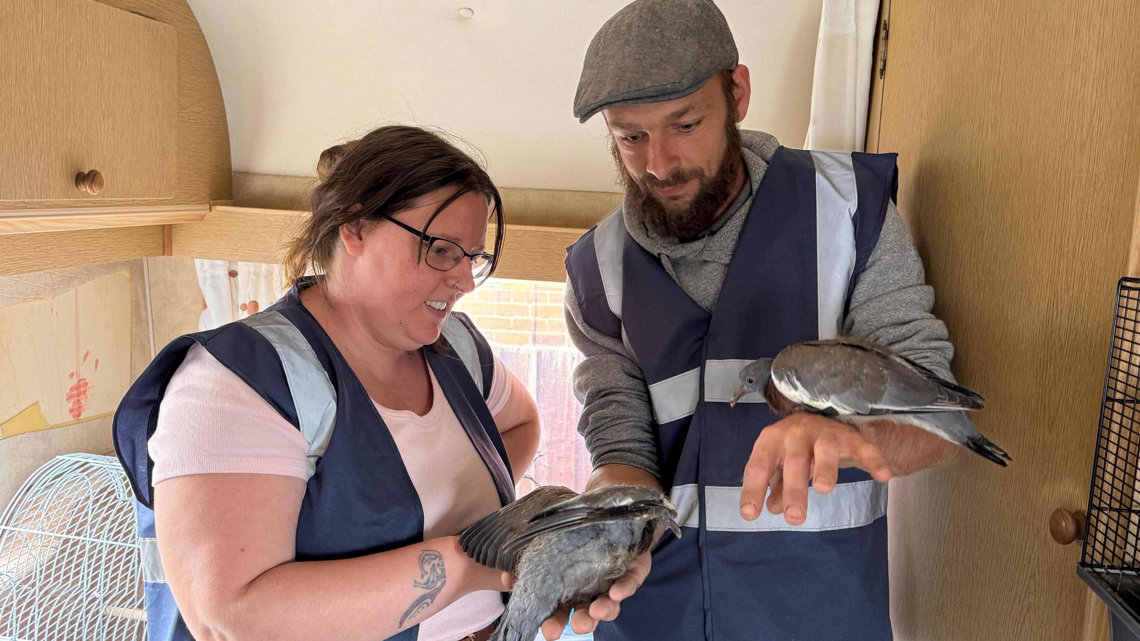 Two siblings in a caravan, where they nurse animals back to health