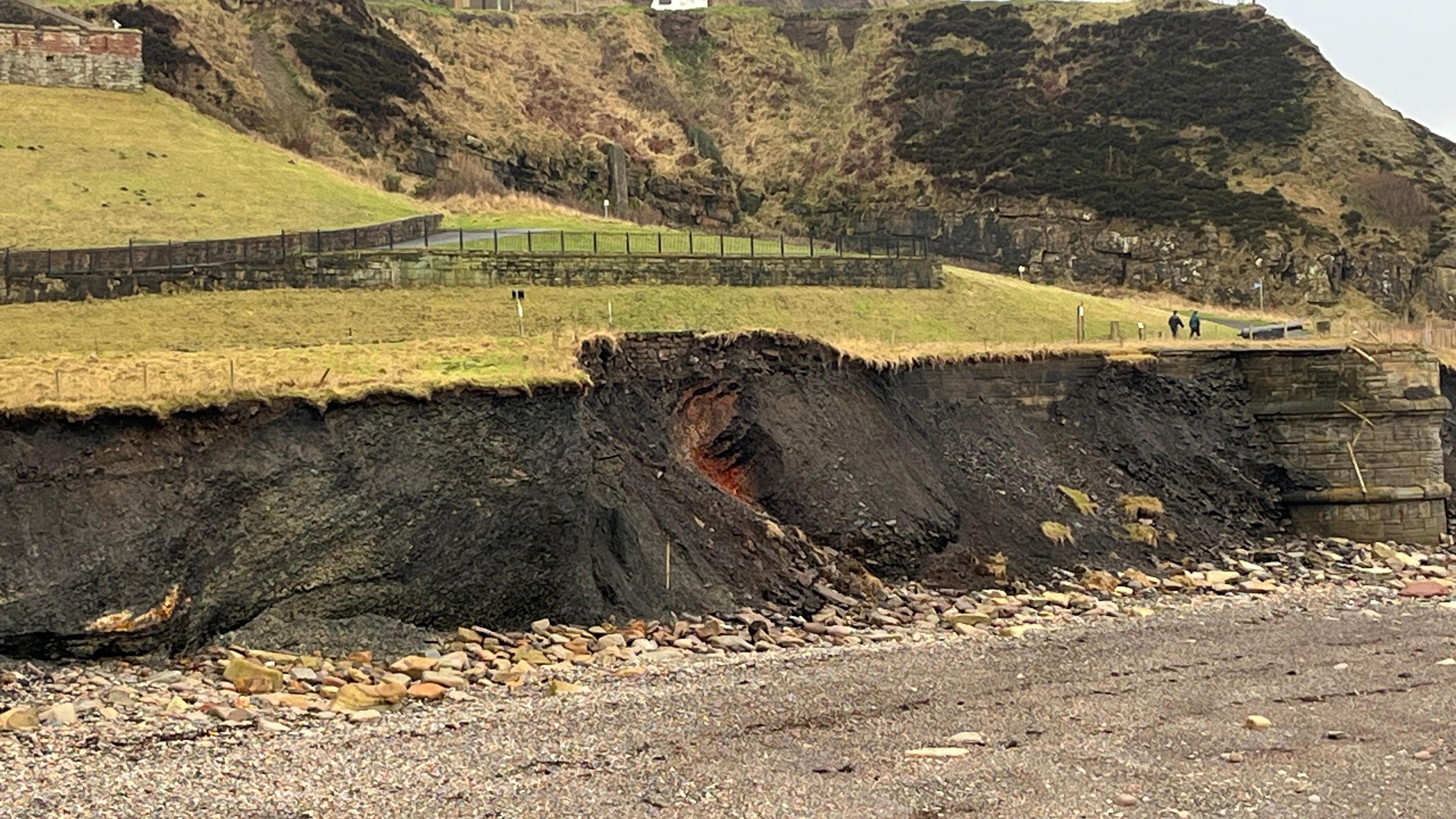 The eroded cliff face under the Candlestick in Whitehaven.