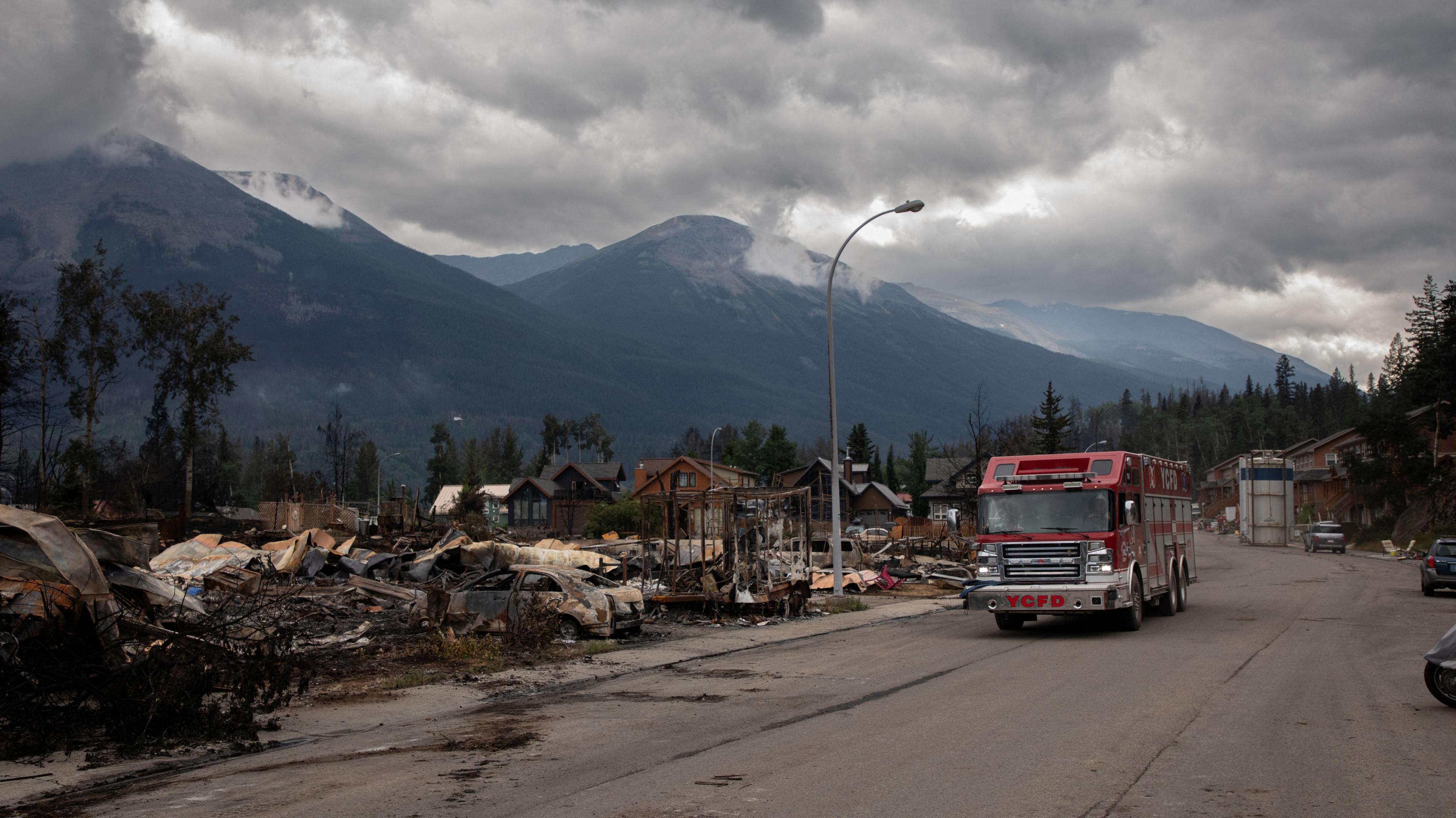 Fire-ravaged homes in Jasper