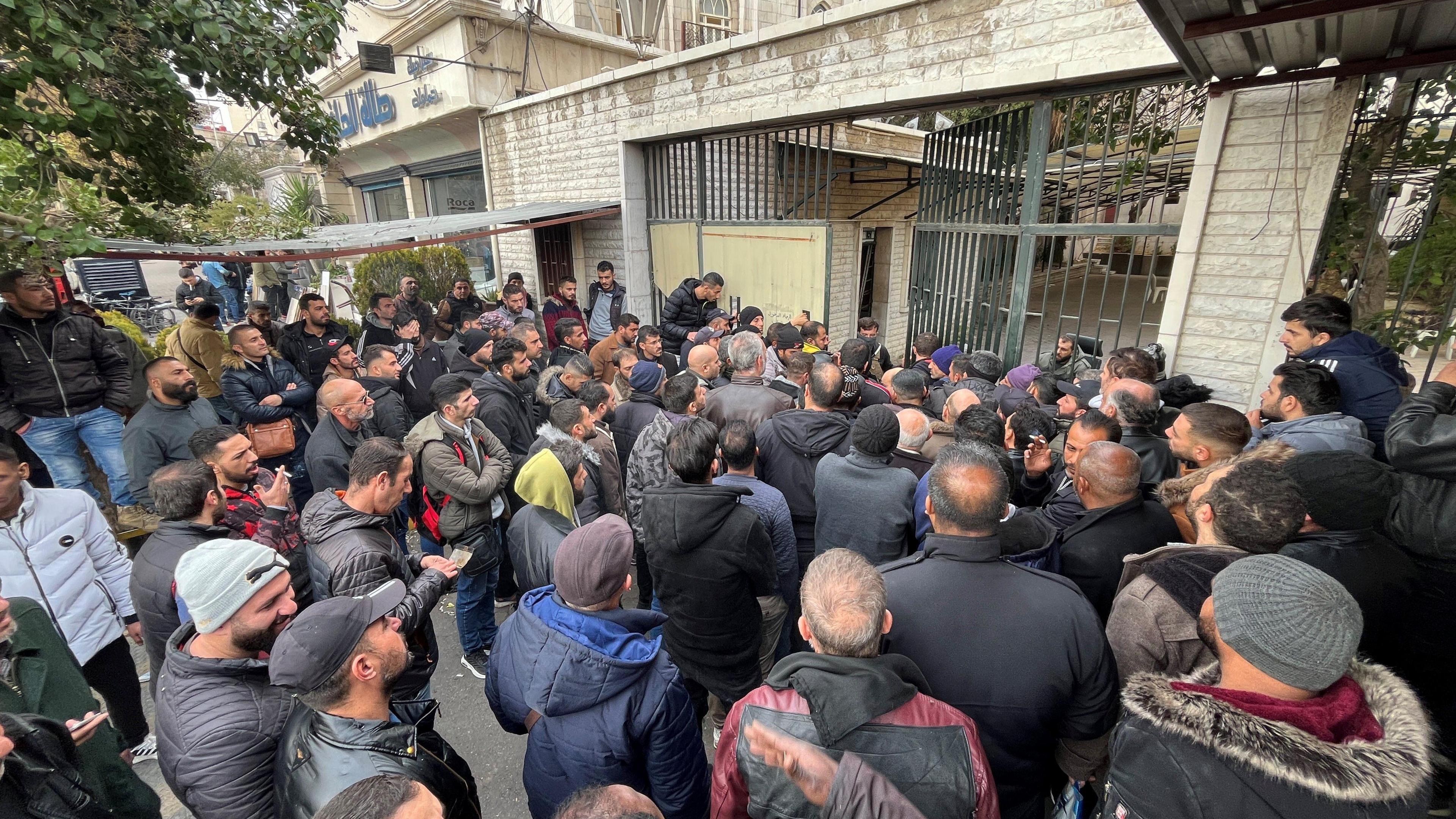 There were crowds of men outside the reconciliation centre when the BBC visited