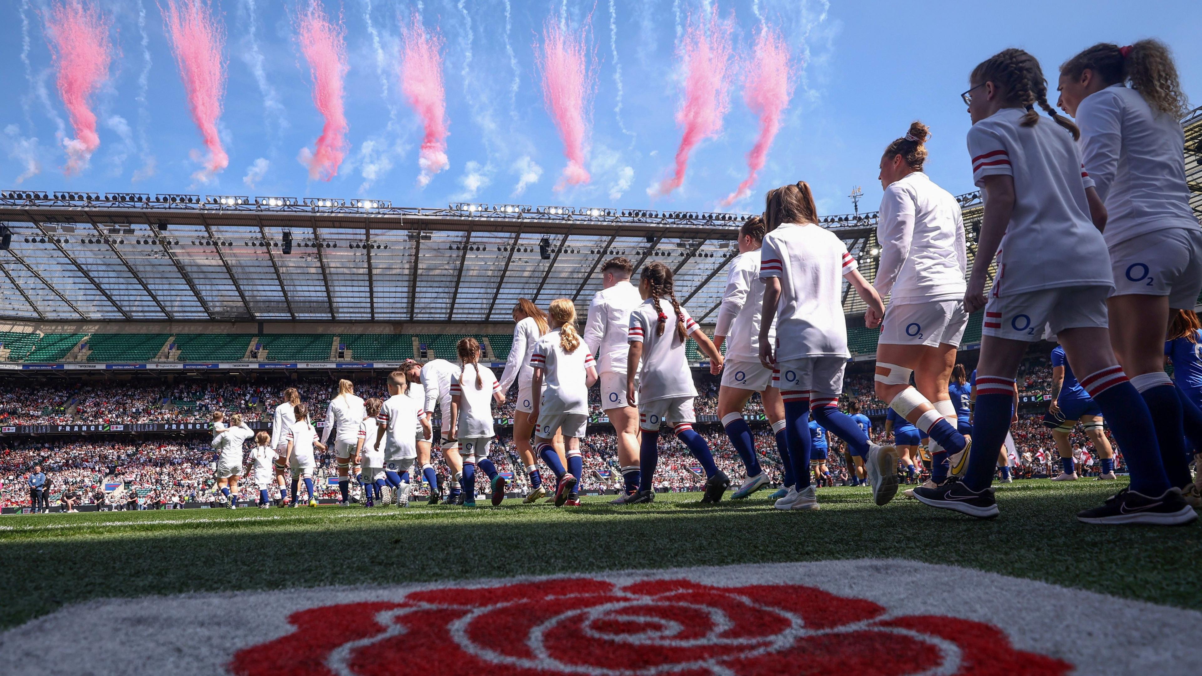 England walk out to play France in 2023