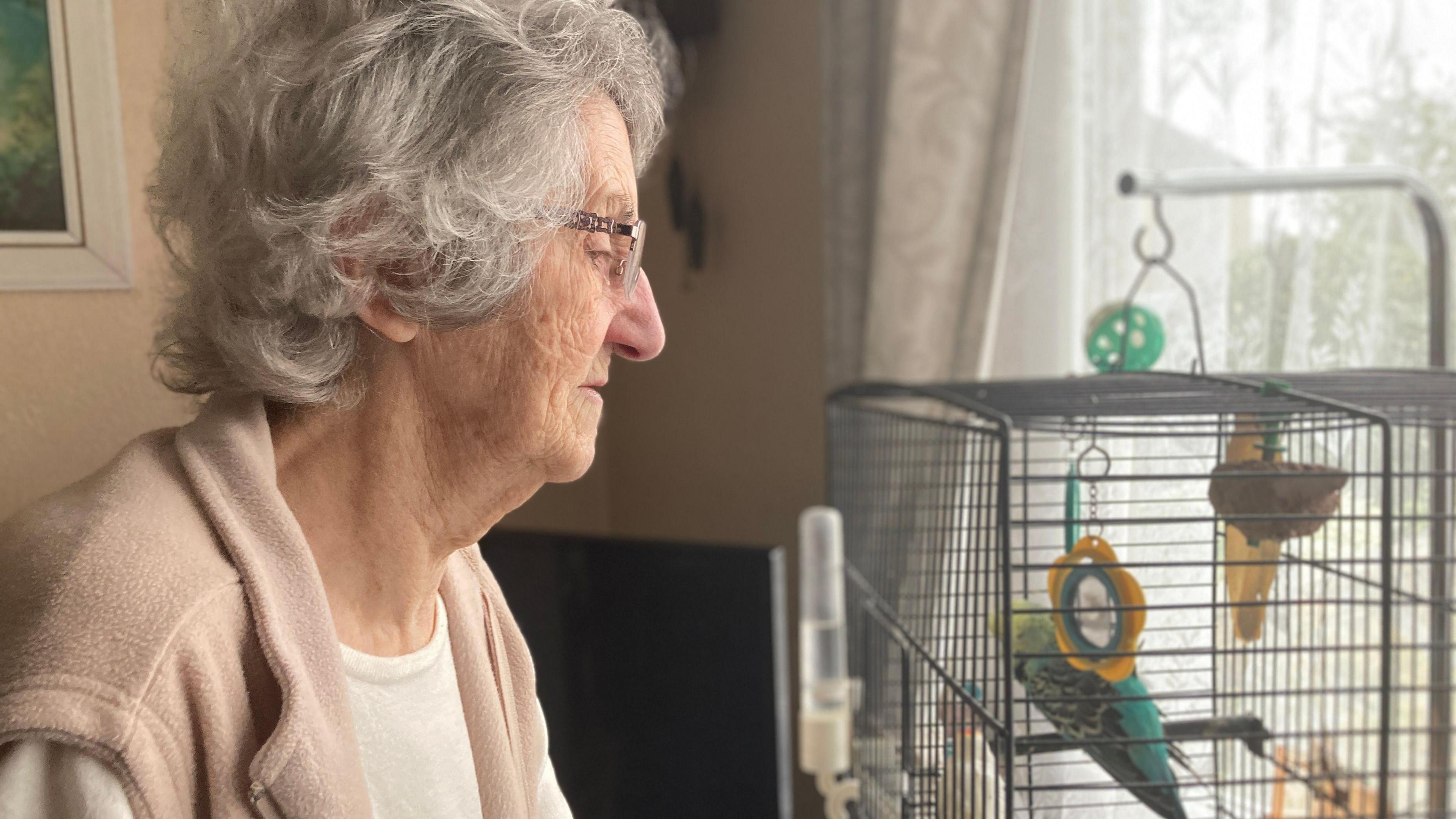 Margaretta Rees with budgie Billy