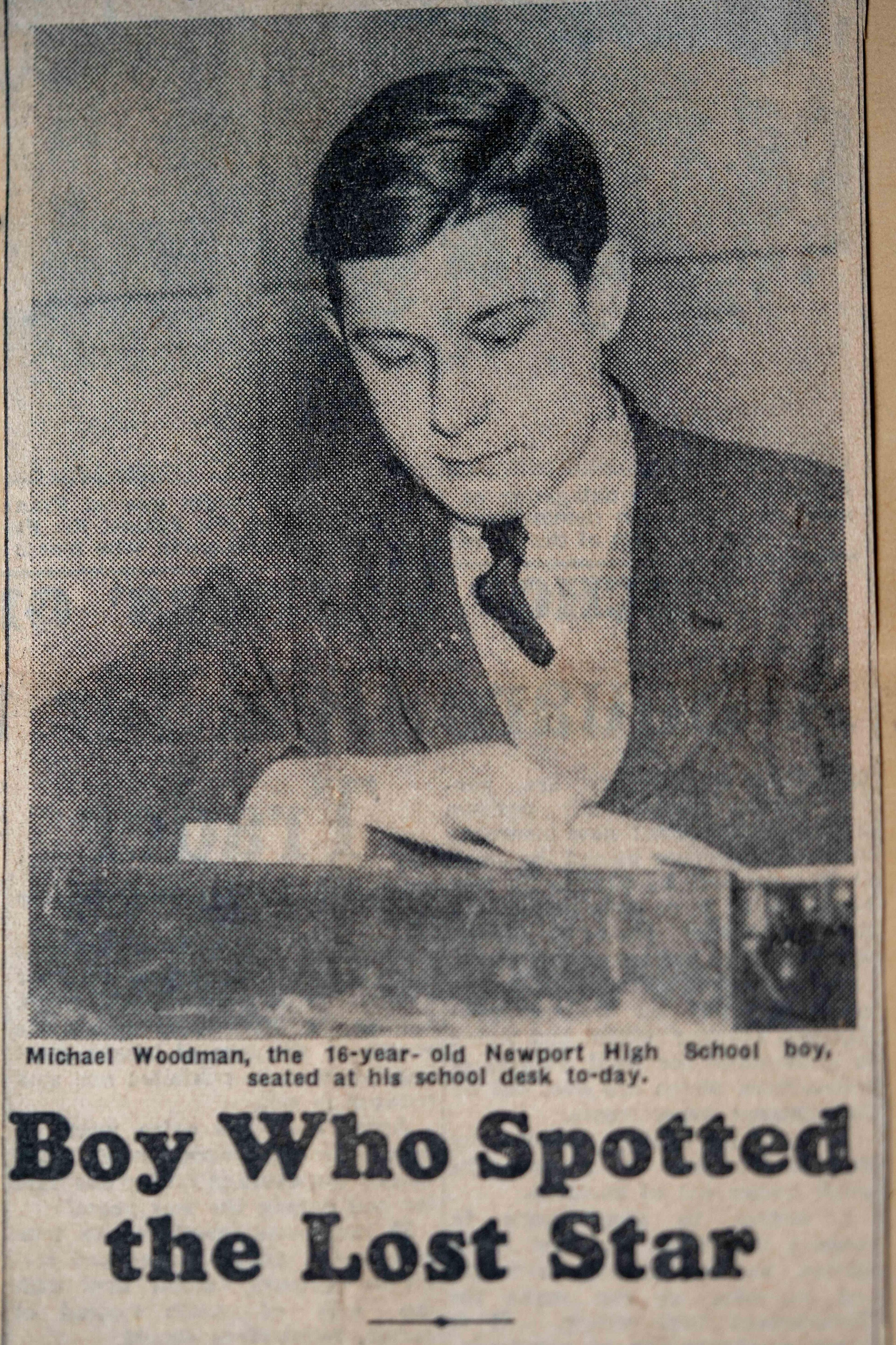 Newspaper cutting of Michael Woodman