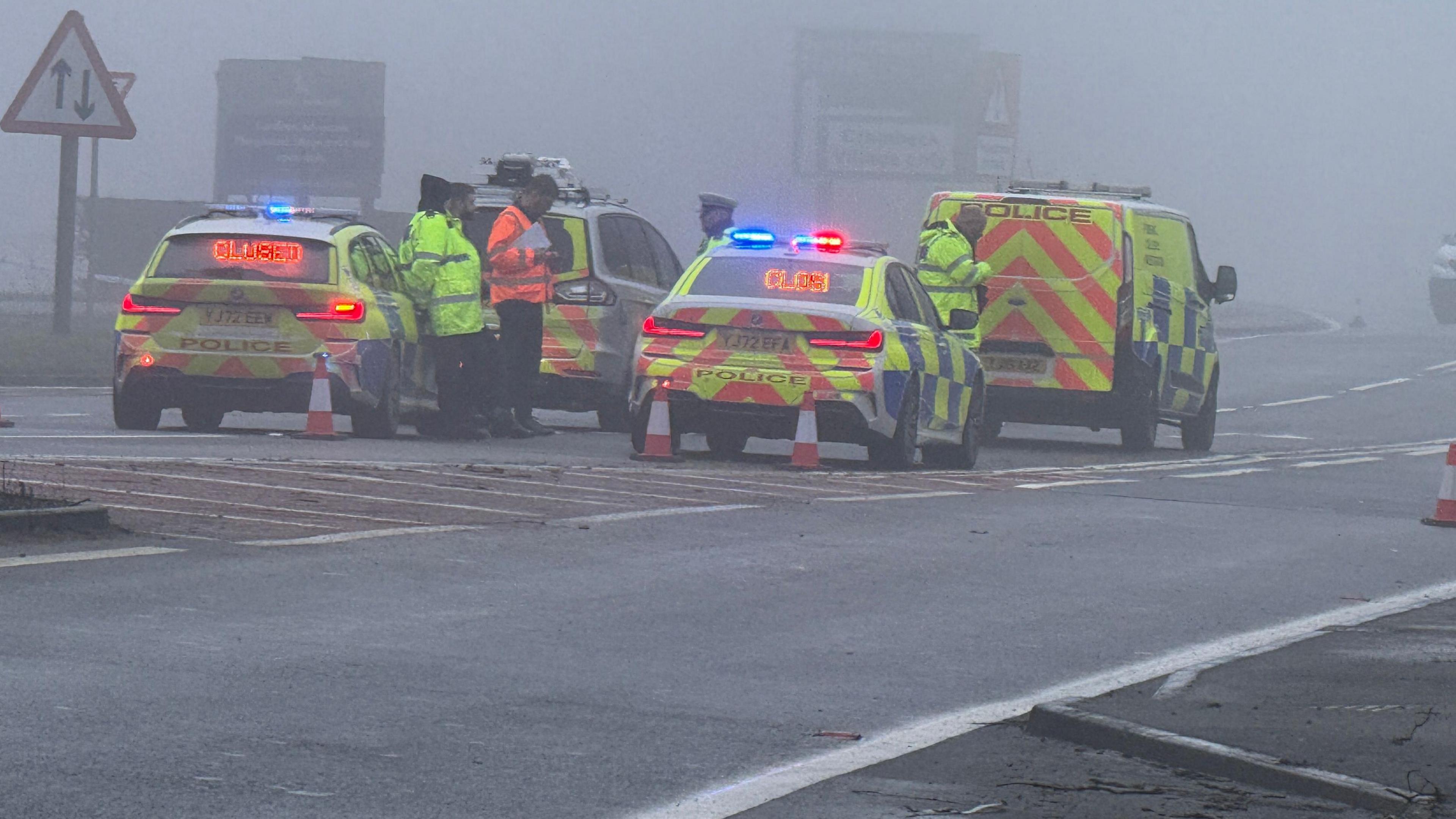 Emergency vehicles at a collision scene