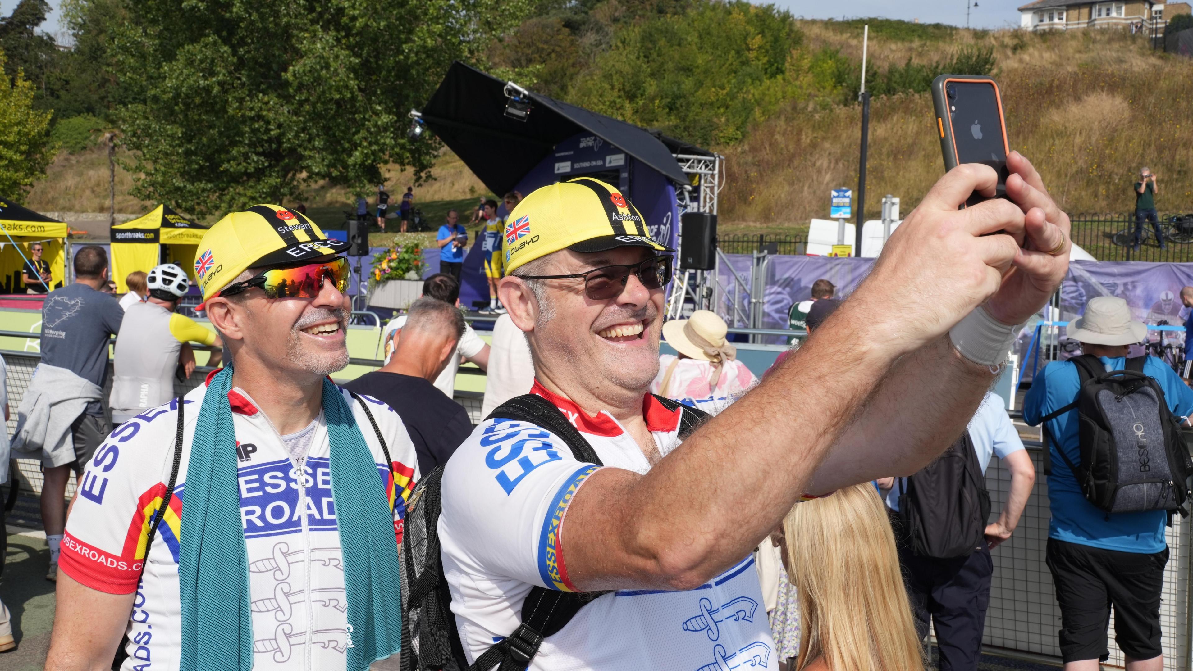 Two people posing for a selfie