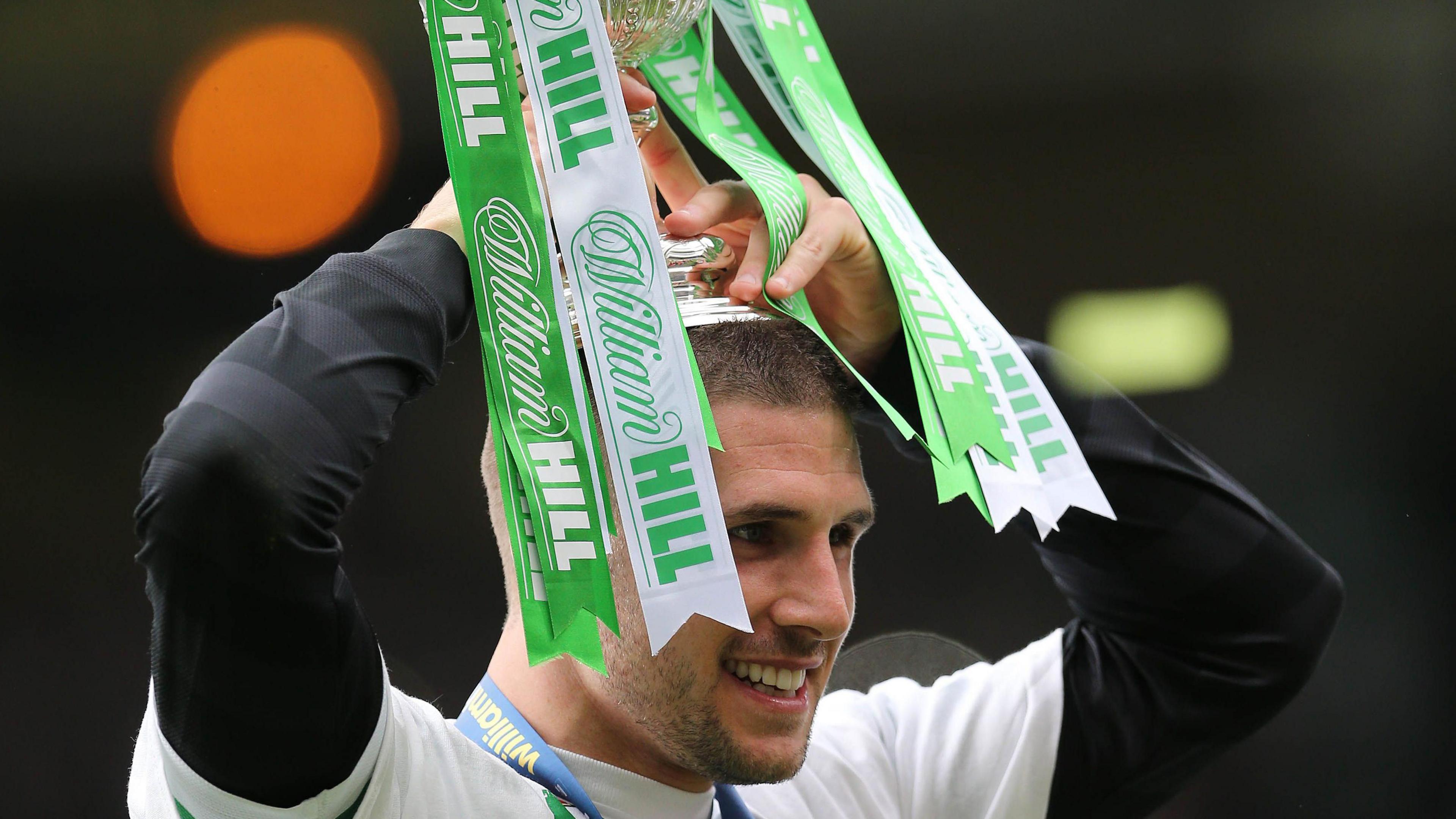 Gary Hooper holding the Scottish Cup in his days as a Celtic player