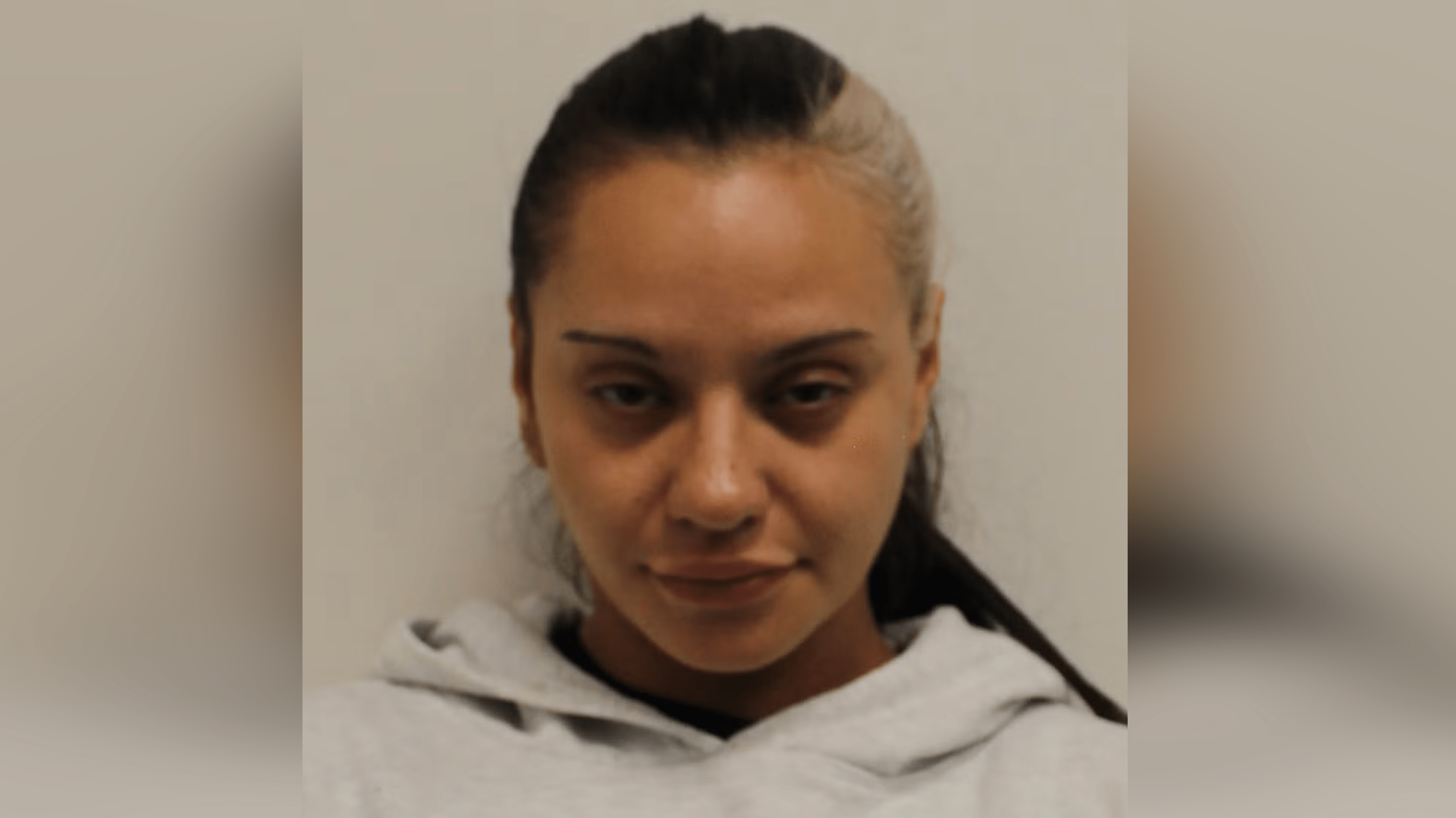 Custody photo of Linda De Sousa Abreu in a grey hoodie