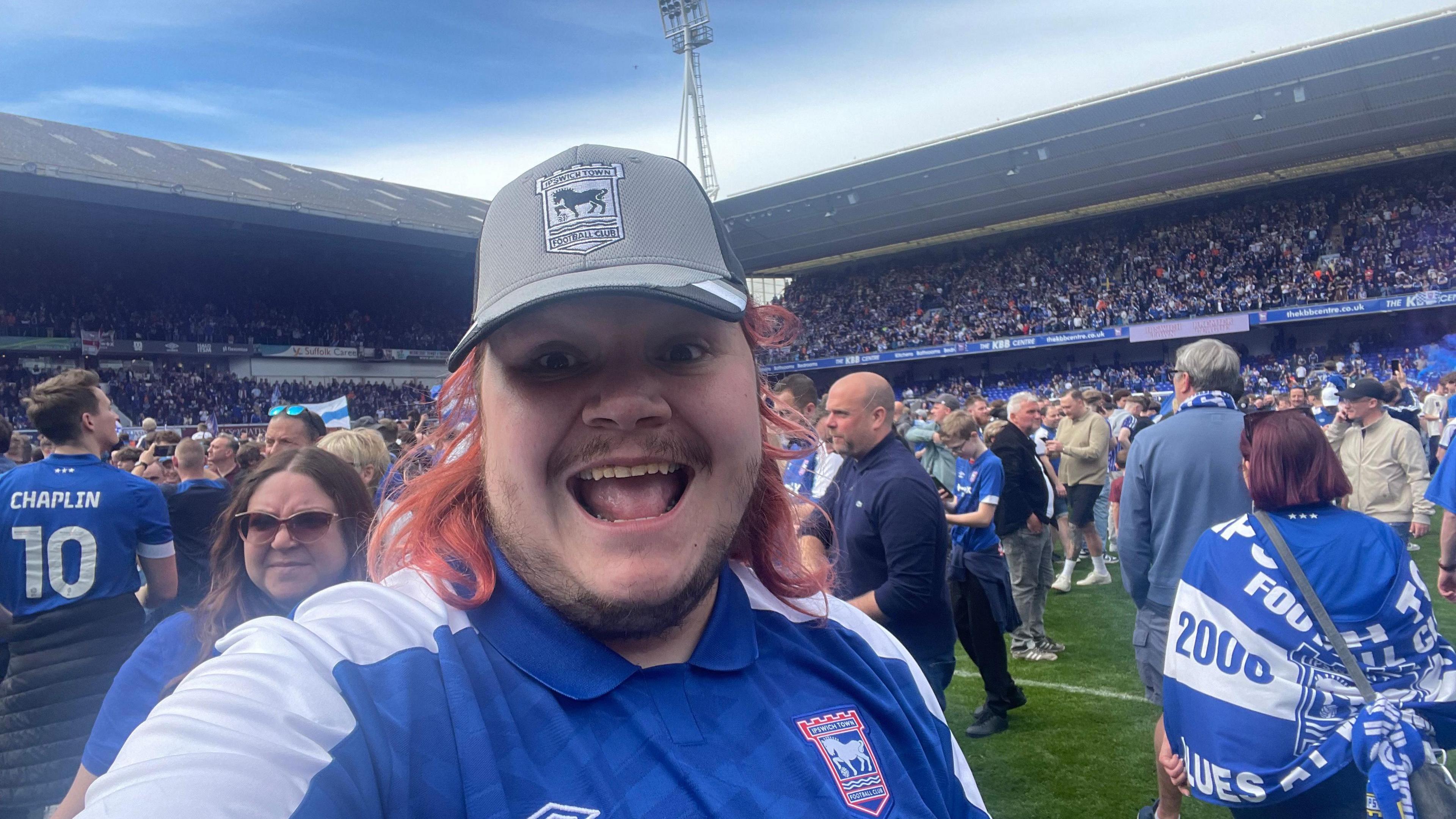 Rhys Gooding on the Portman Road pitch