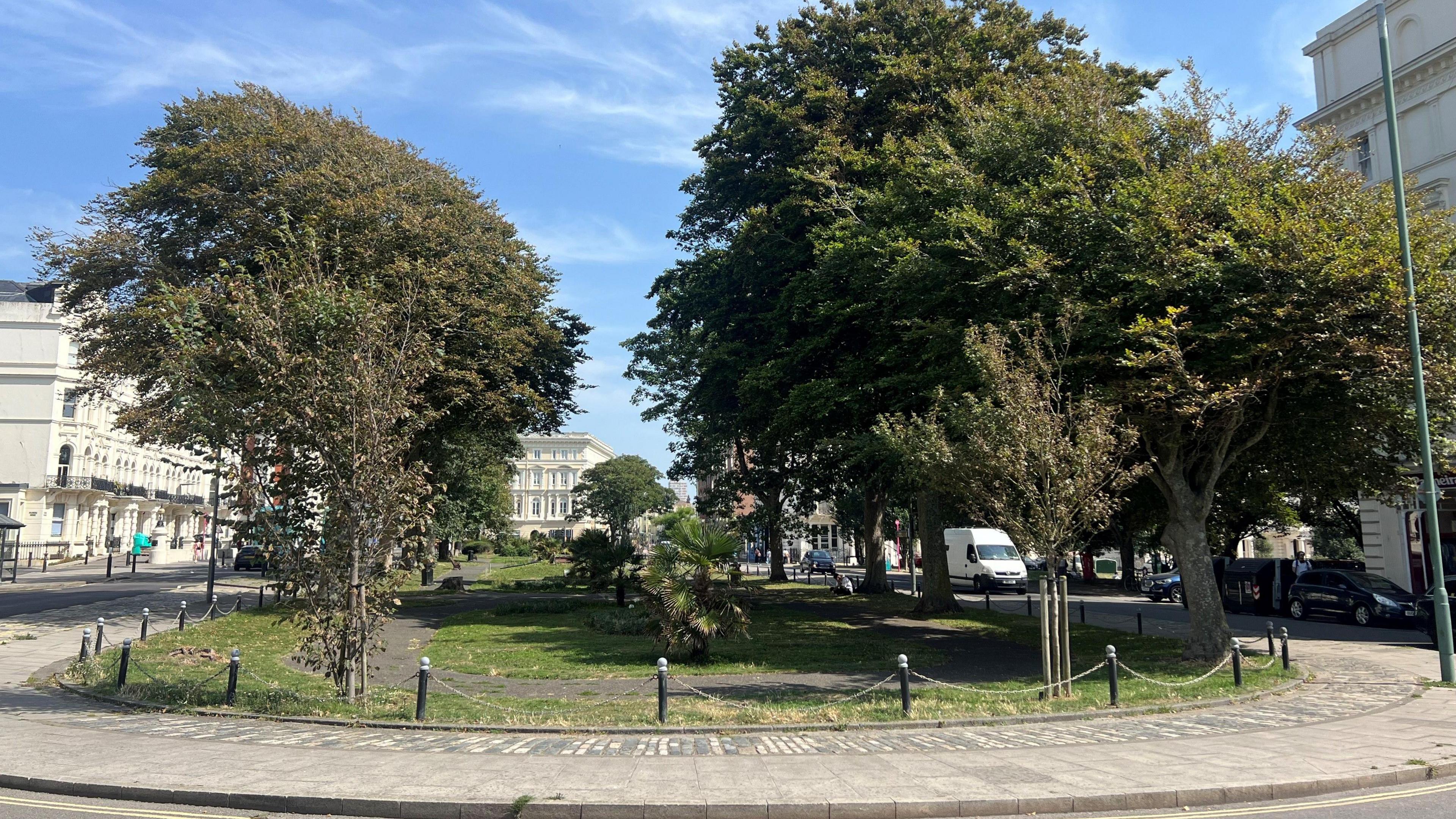 Palmeira Square which runs alongside Church Road in Hove, Brighton, East Sussex. 