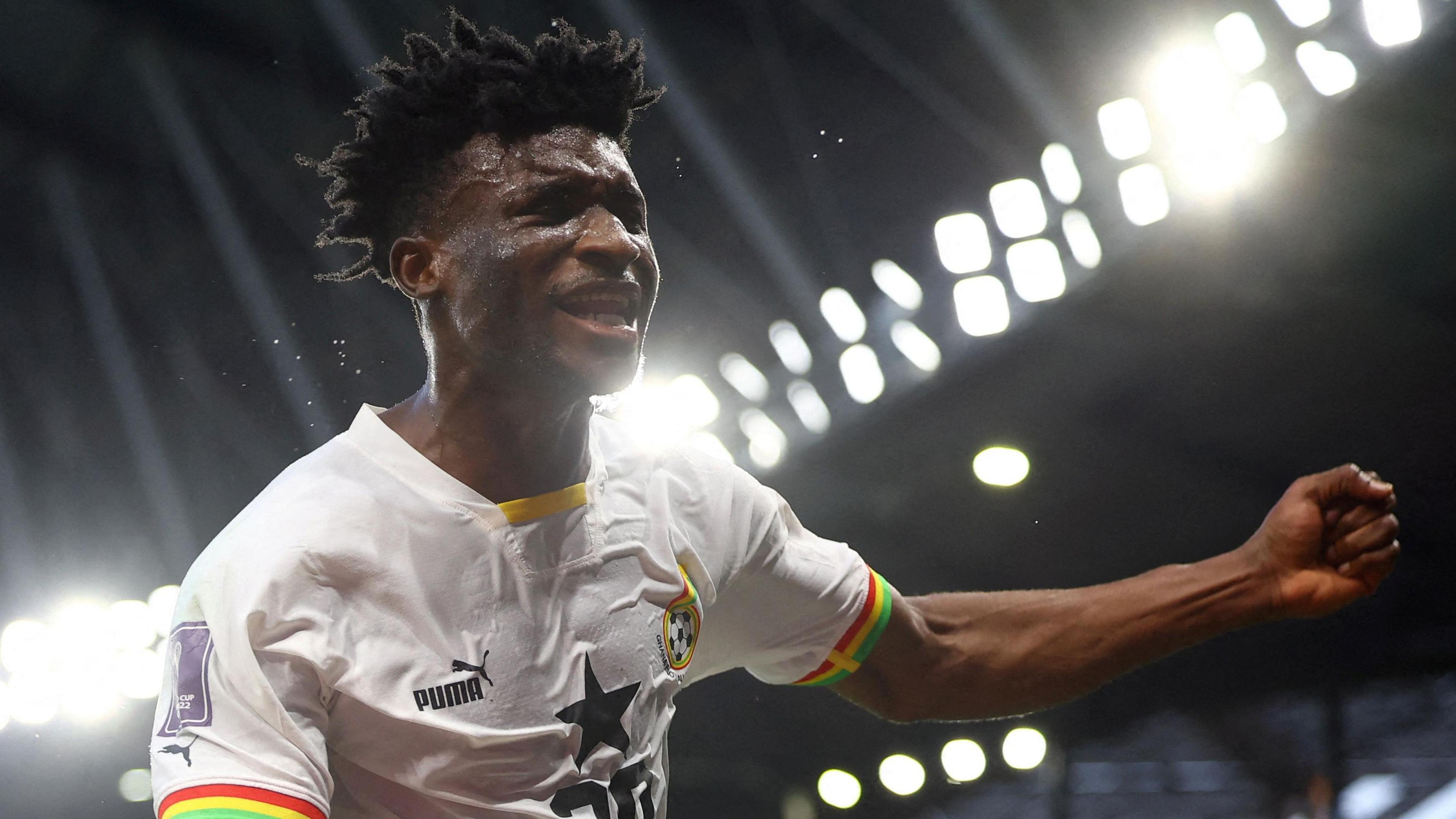 Mohammed Kudus celebrates scoring a goal for Ghana