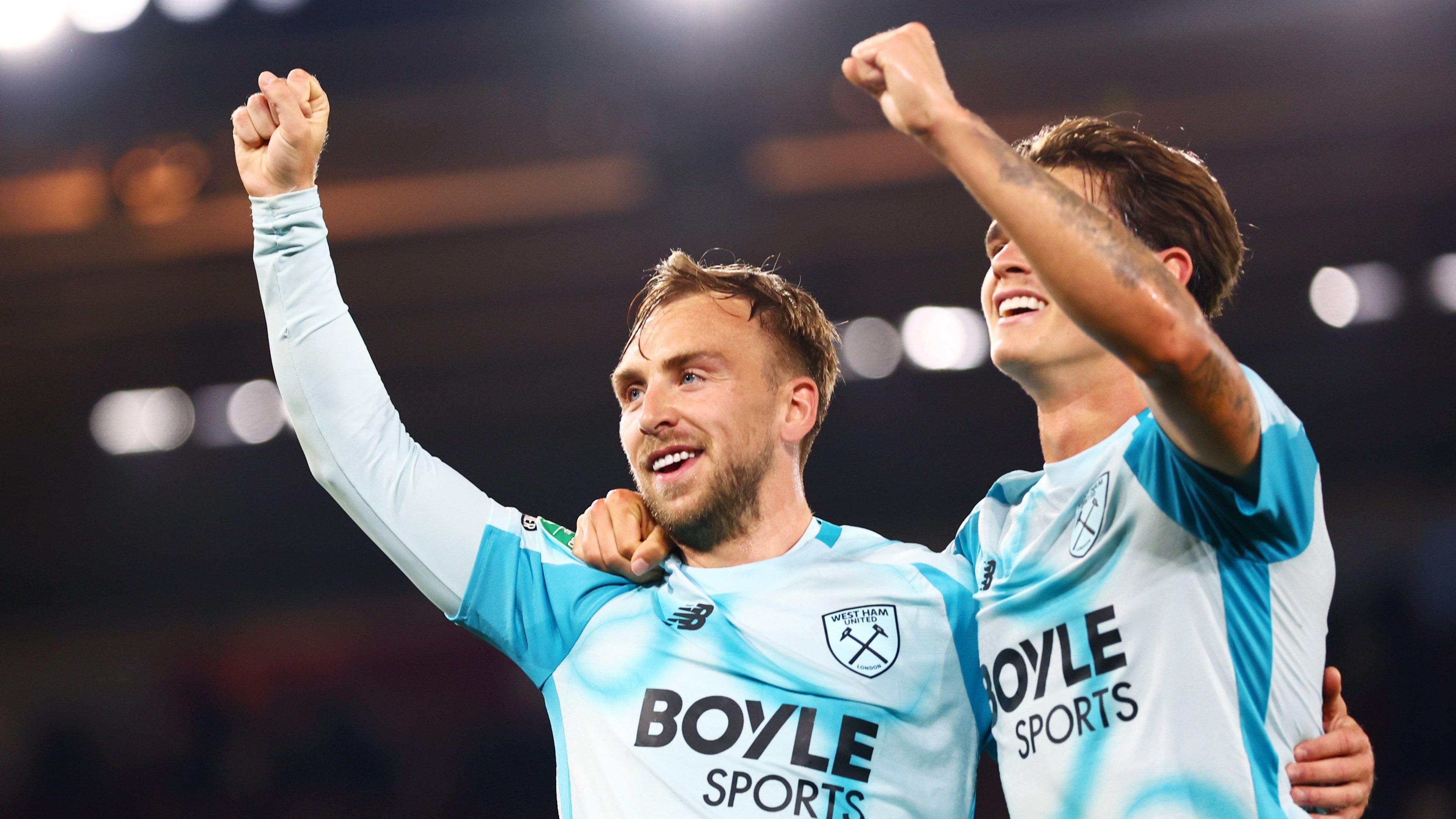 Jarrod Bowen celebrates scoring for West Ham