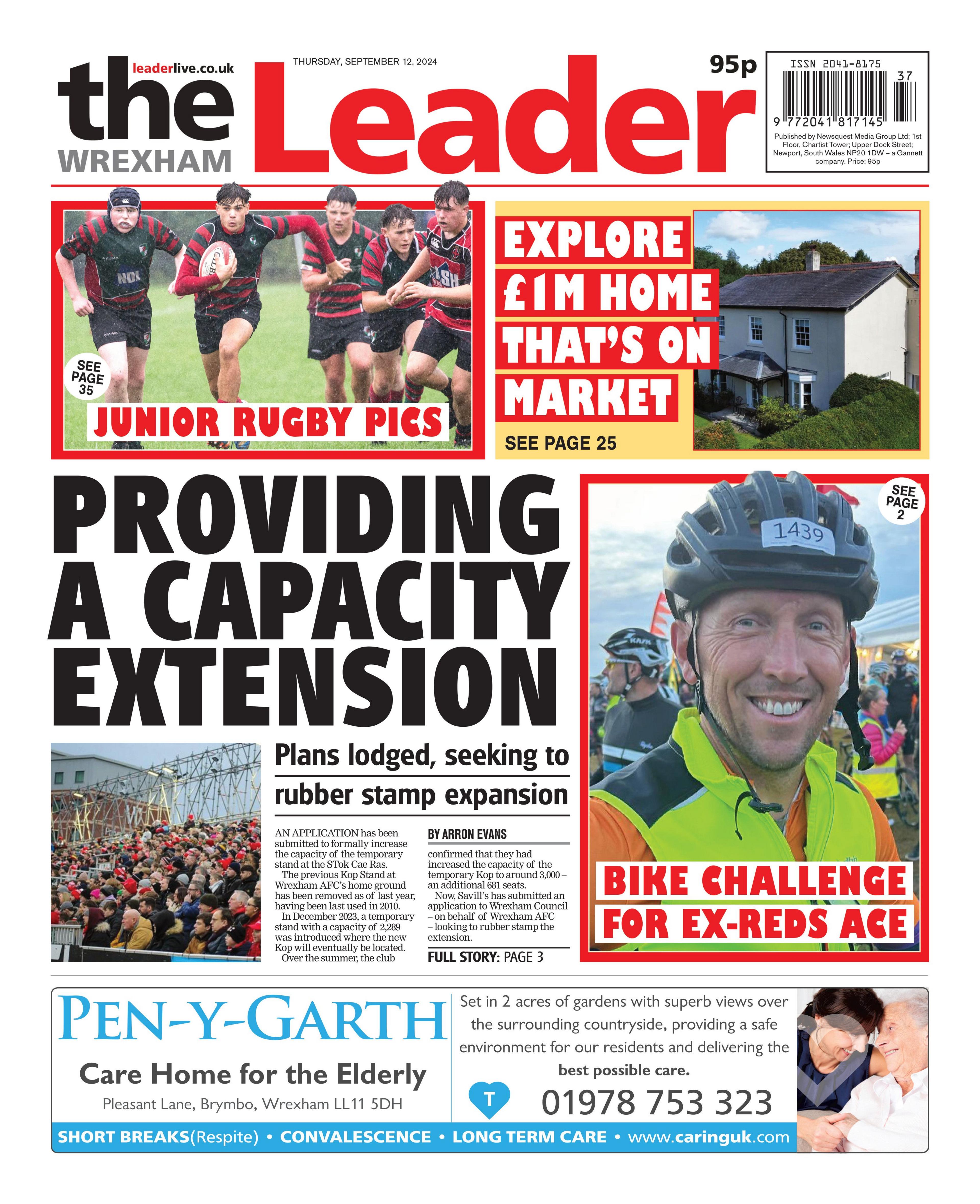 Front page of Wrexham Leader