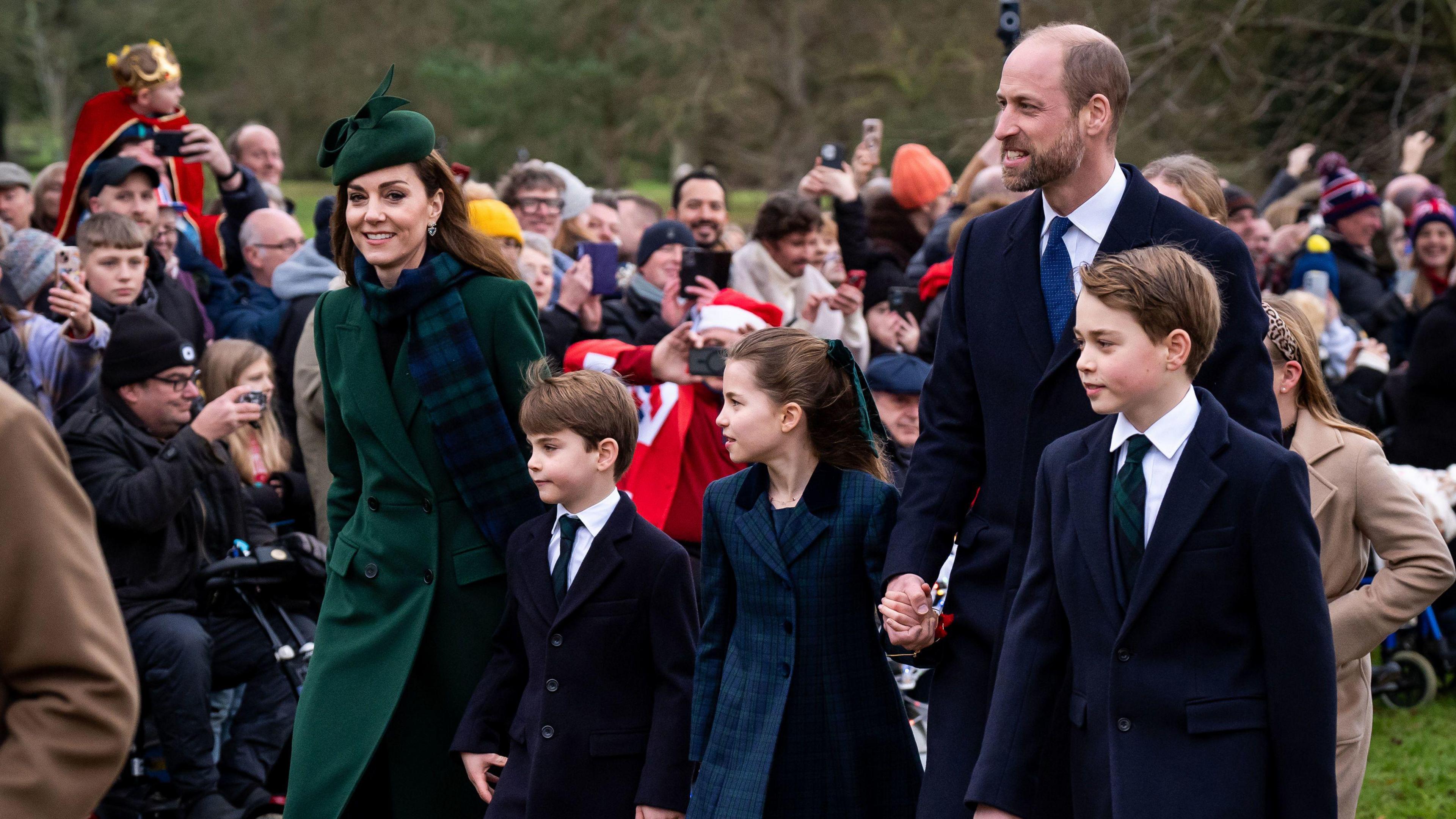 Princess Kate, Prince Louis, Princess Charlotte, Prince William, and Prince George