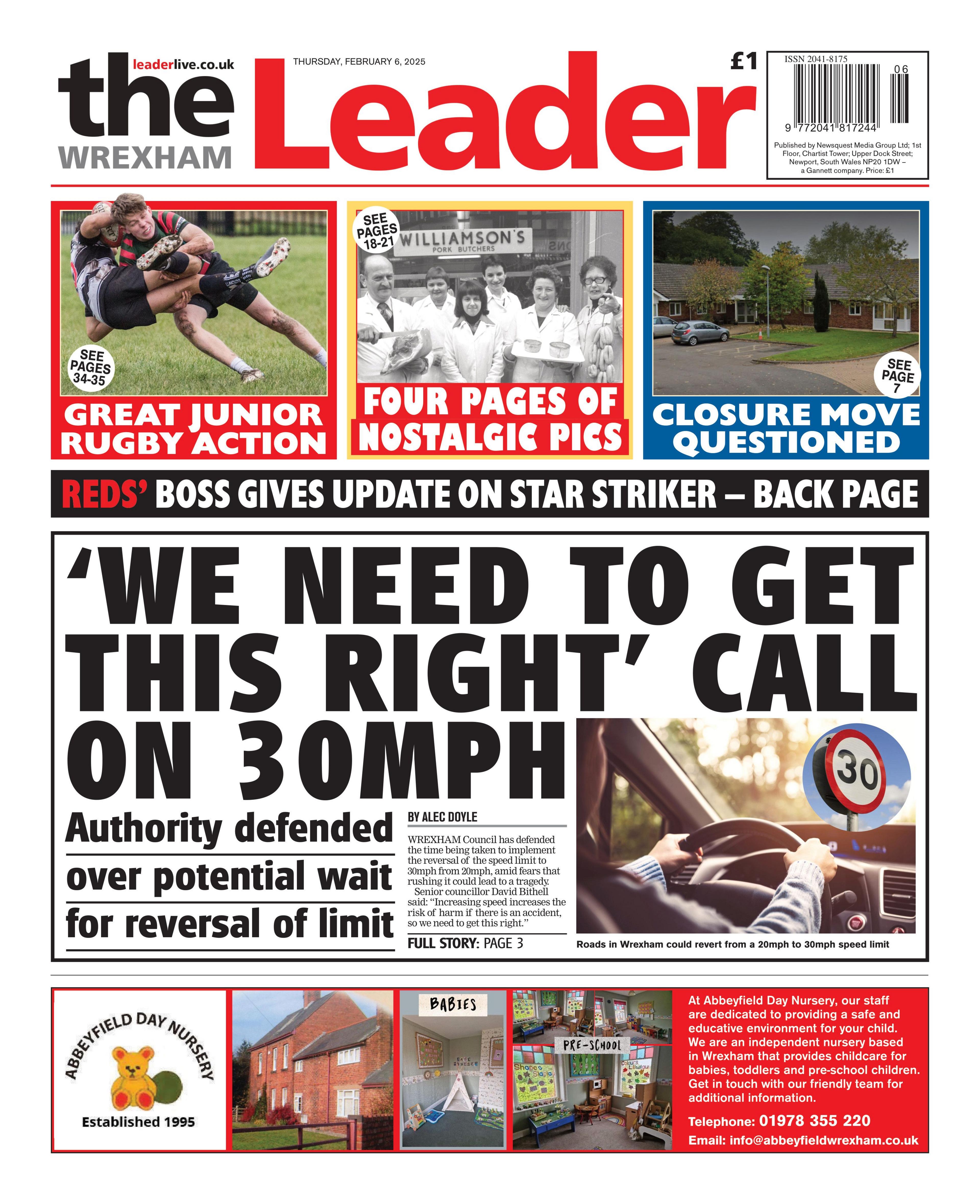 Wrexham Leader front page 