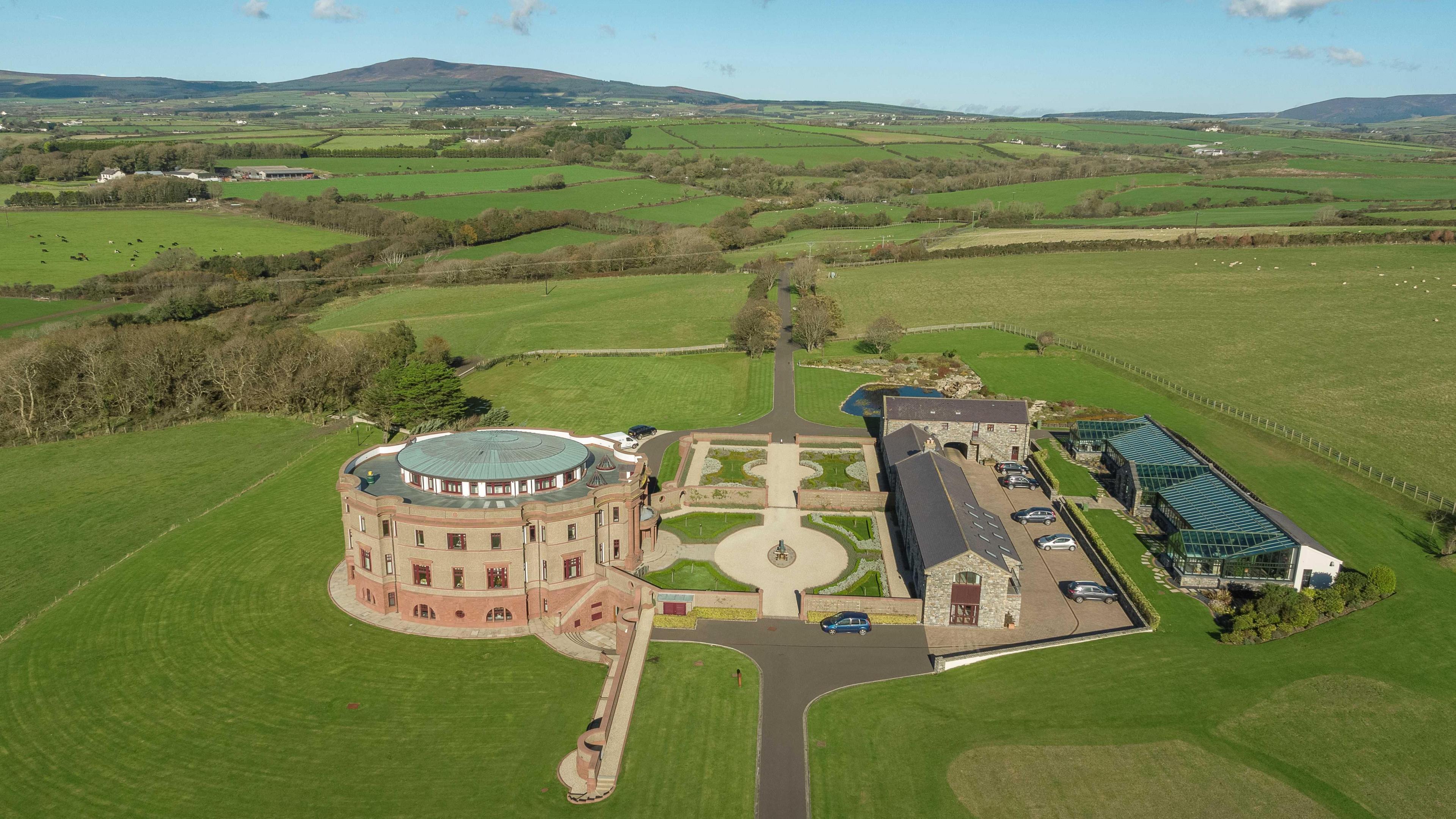 The estate from above showing he house and the adjoining gardened and other buildings.