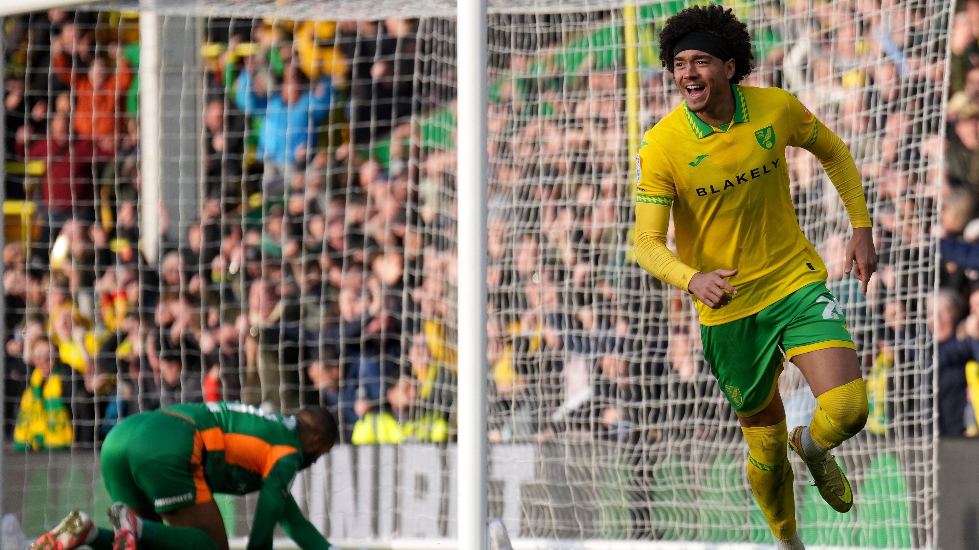 Jovon Makama running away to celebrate scoring against Southampton earlier this season