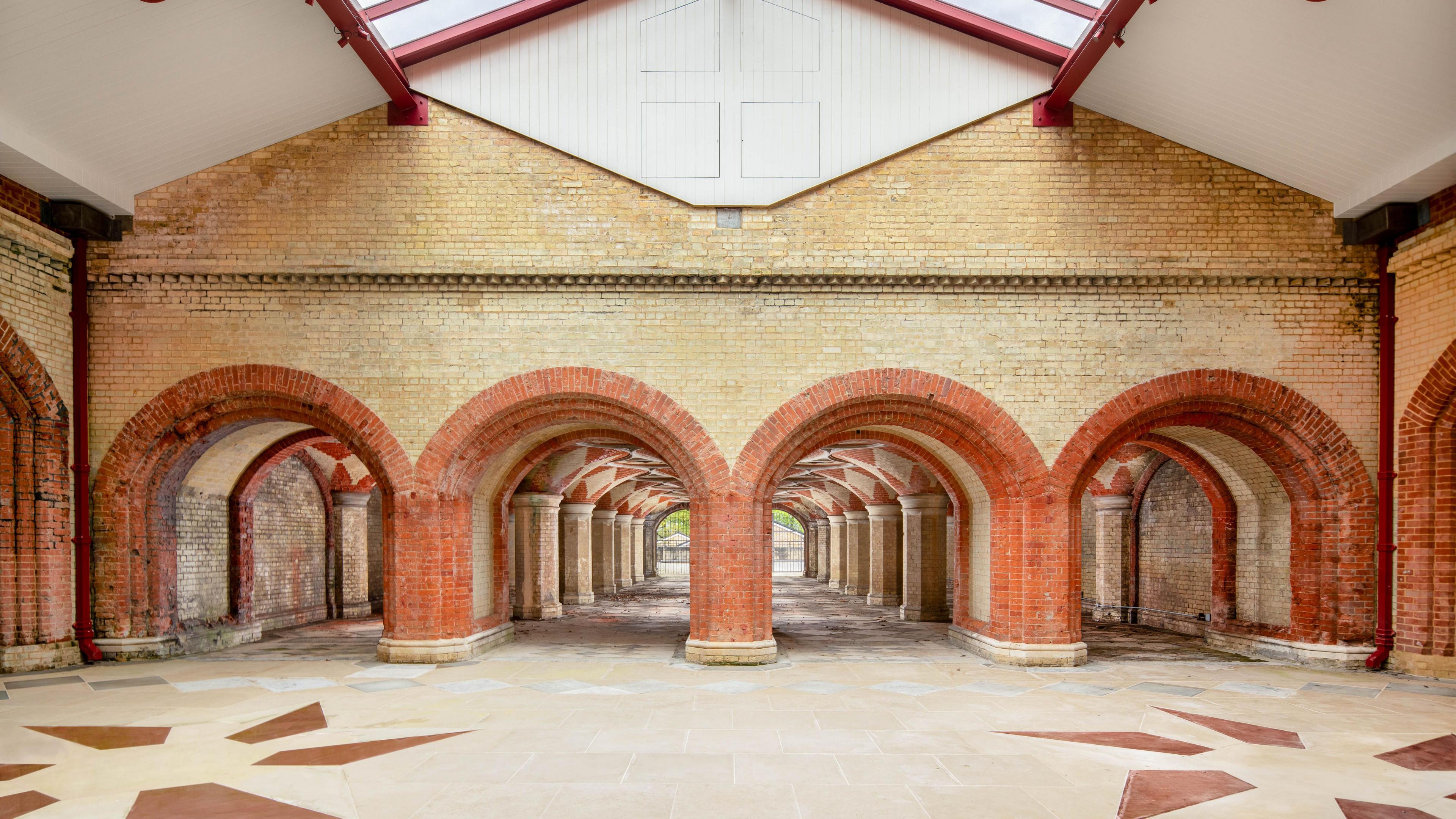 Crystal Palace Subway in 2024.

View showing the newly restored structure. View from east looking into the vaulted underpass.
