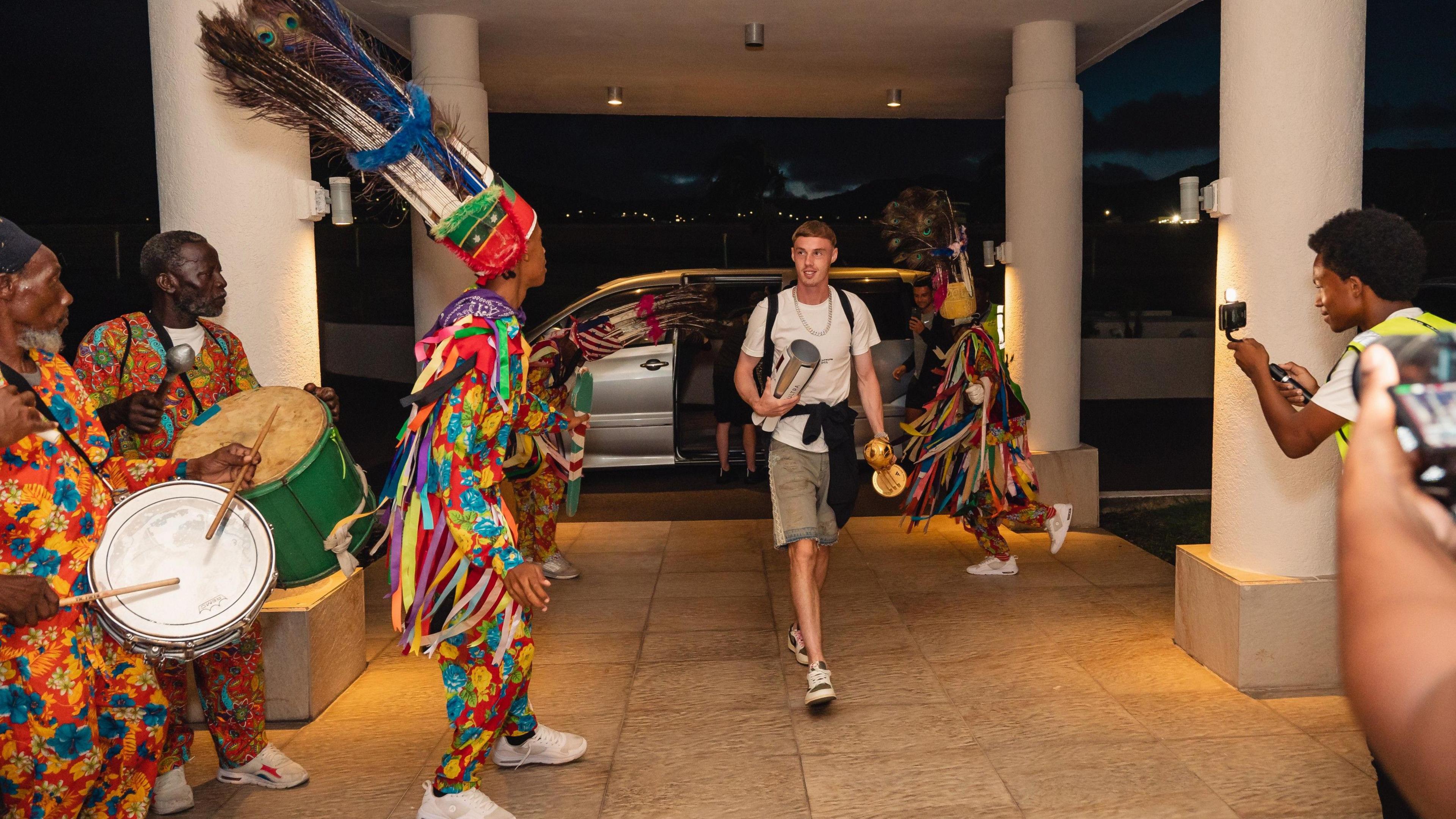 Cole Palmer arrives in St Kitts