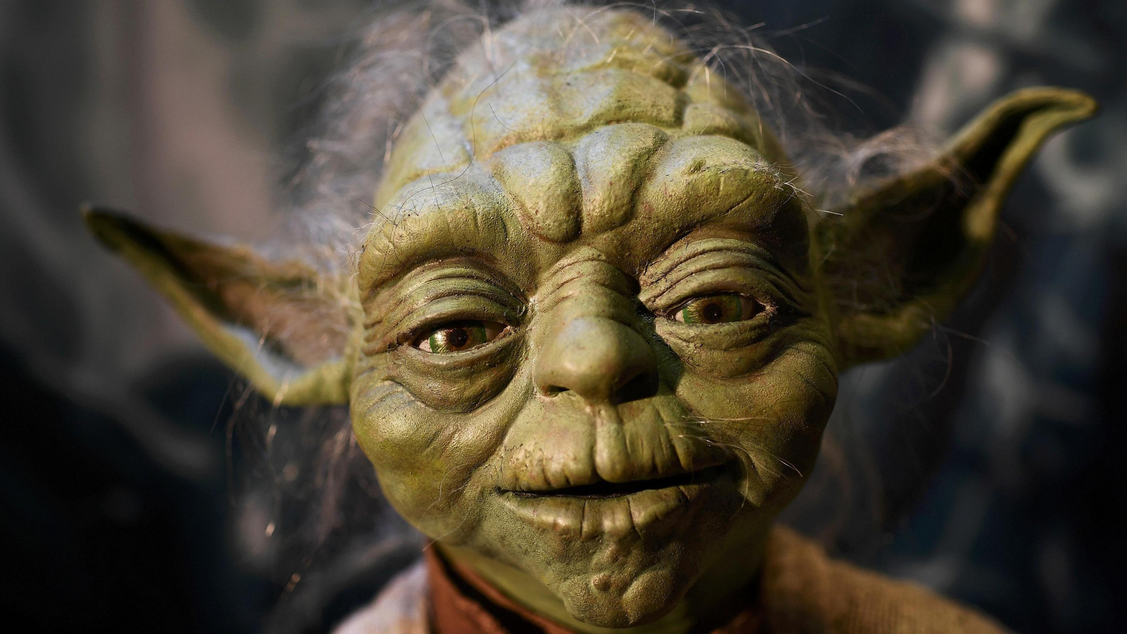 A Yoda puppet used in the original movies, is seen at the Star Wars Identities exhibition at the 02 in London