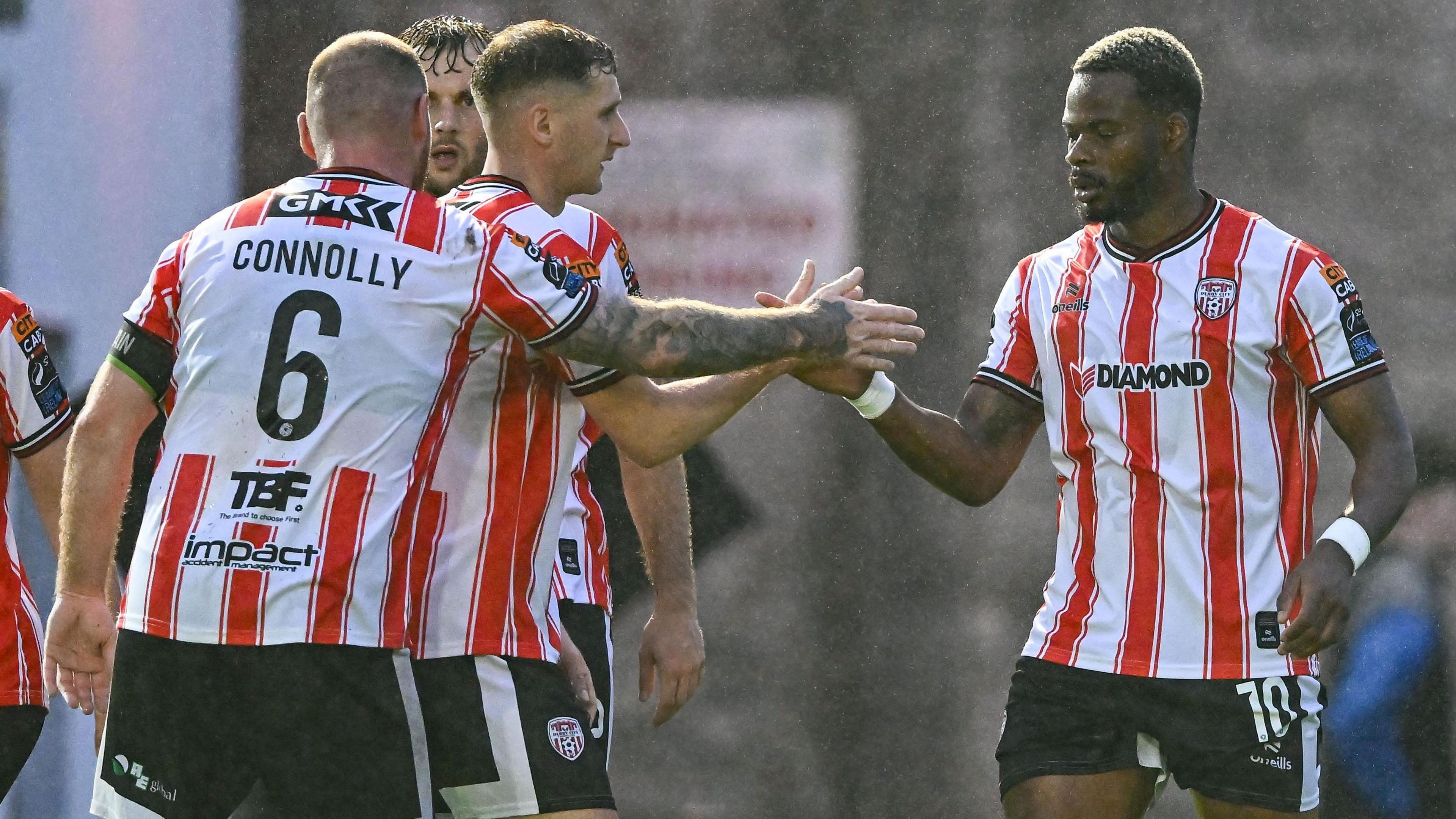Derry celebrating their goal