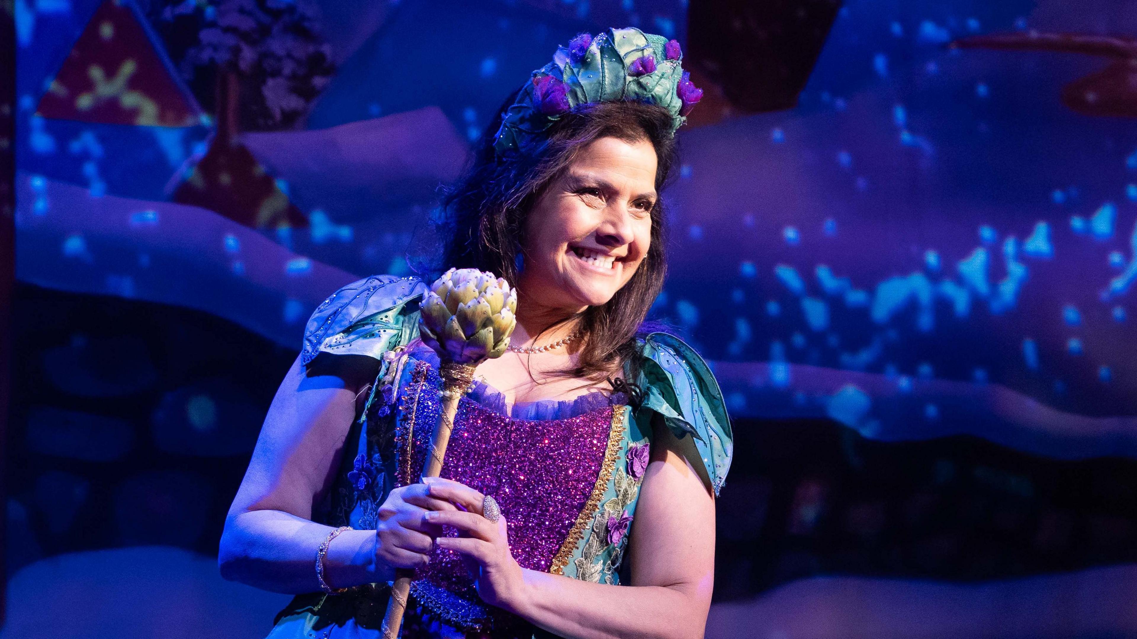 Nina Wadia as Fairy Sugarsnap in panto Jack and the Beanstalk