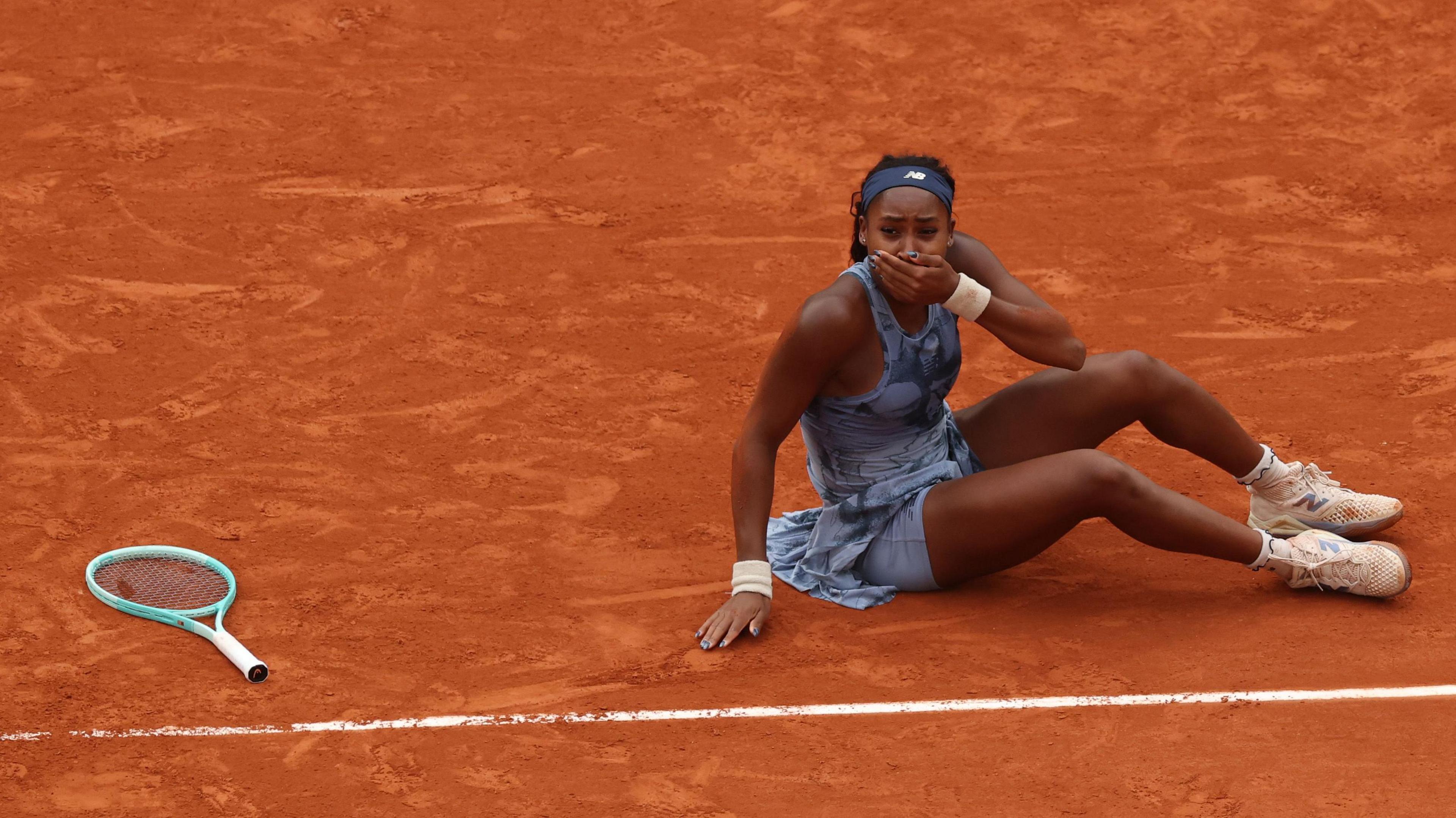 Coco Gauff looks shocked after winning the French Open title