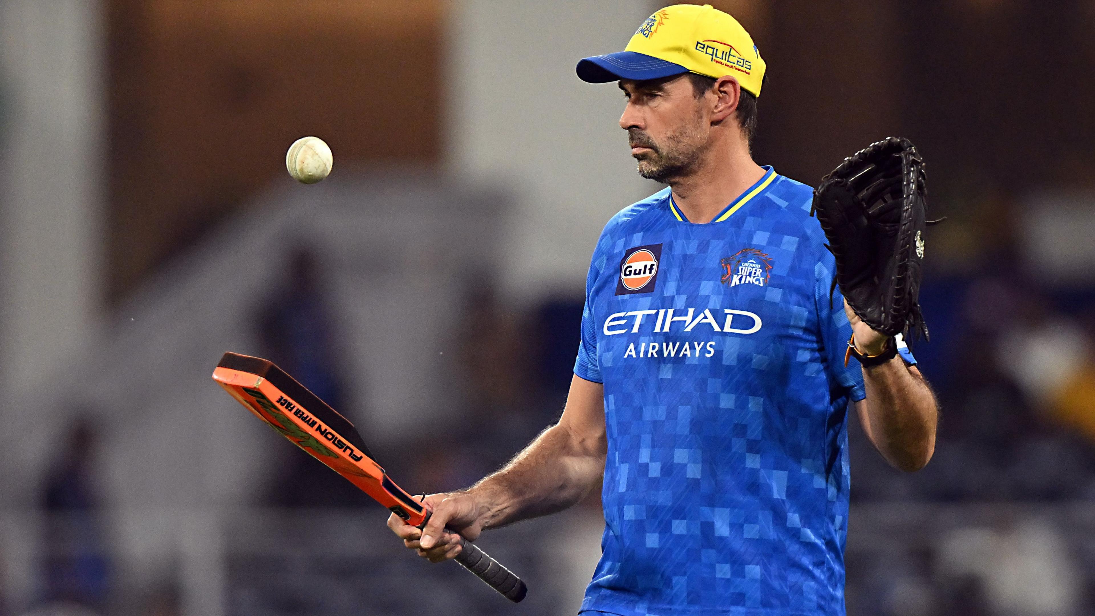 Chennai Super Kings head coach Stephen Fleming during a training session