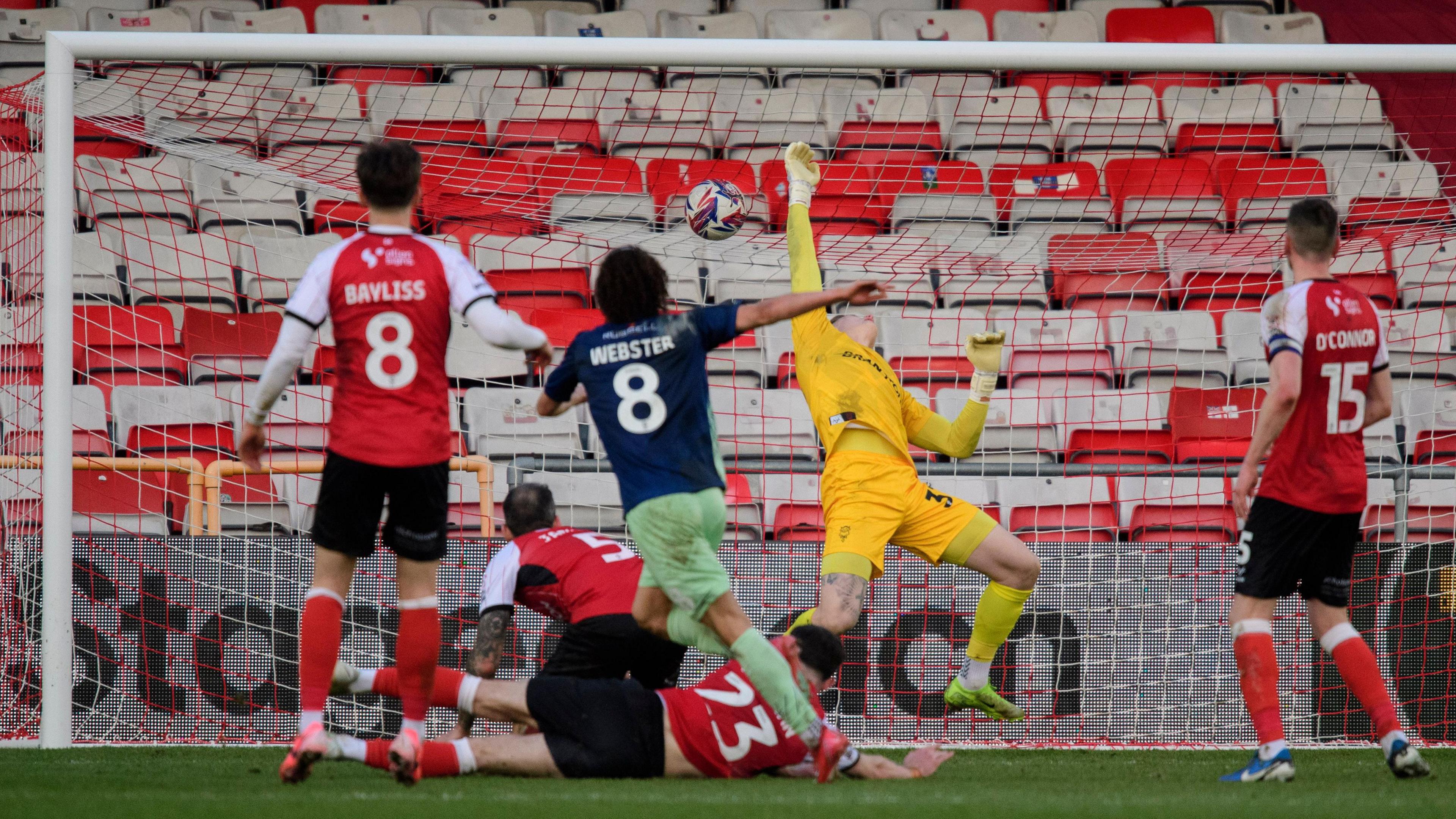 Charlie Webster scores Burton's winner at Lincoln City