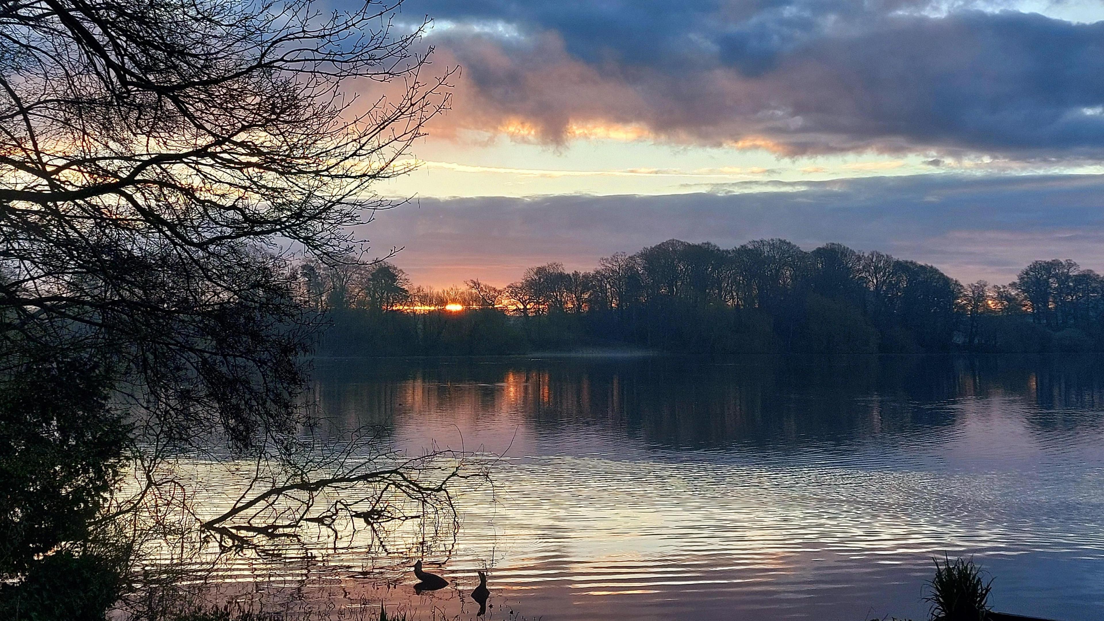 Sunset over a lake