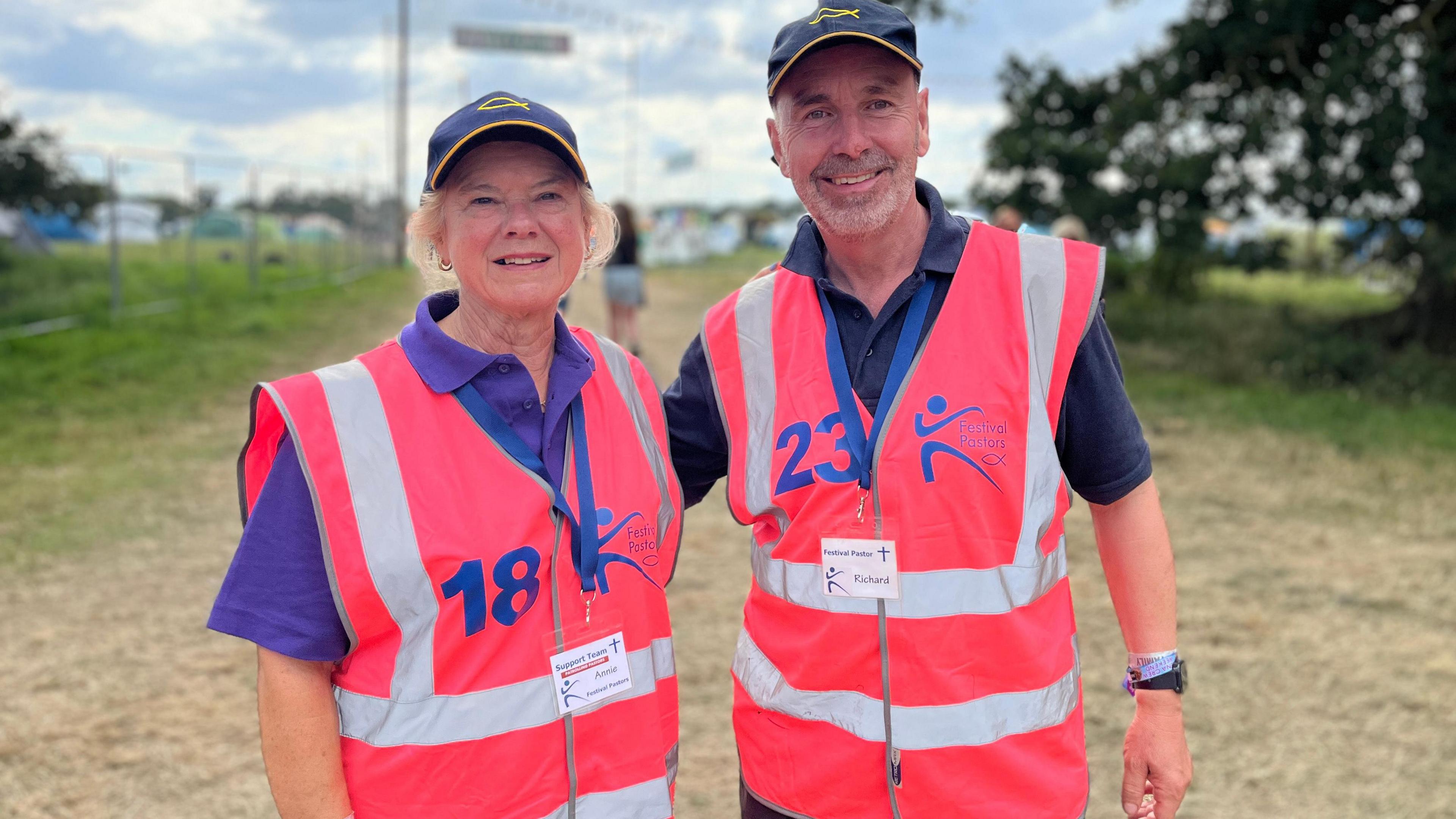 Annie Minton and Richard Marsh in pink high visibility tops