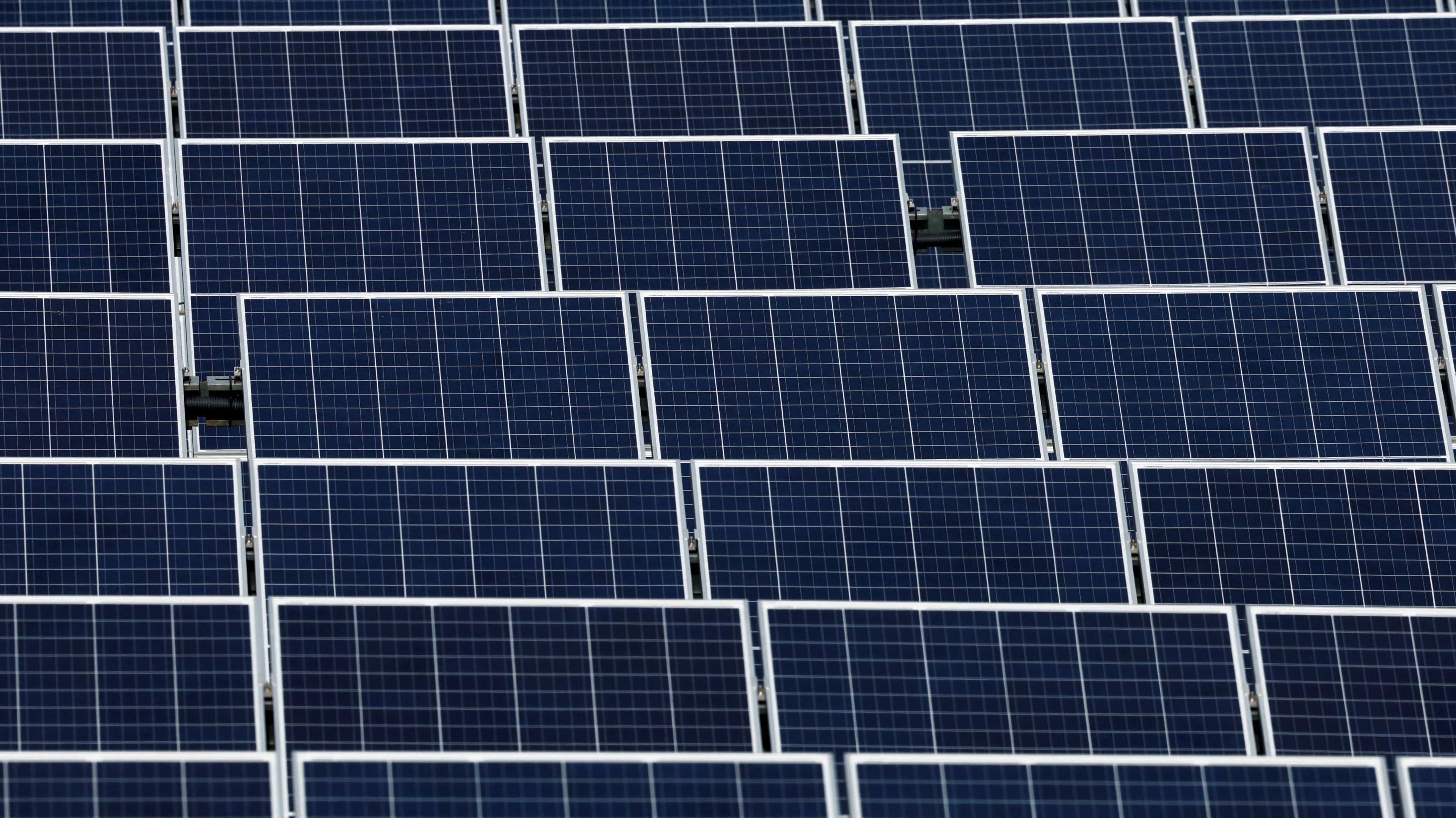 Rows of solar panels.