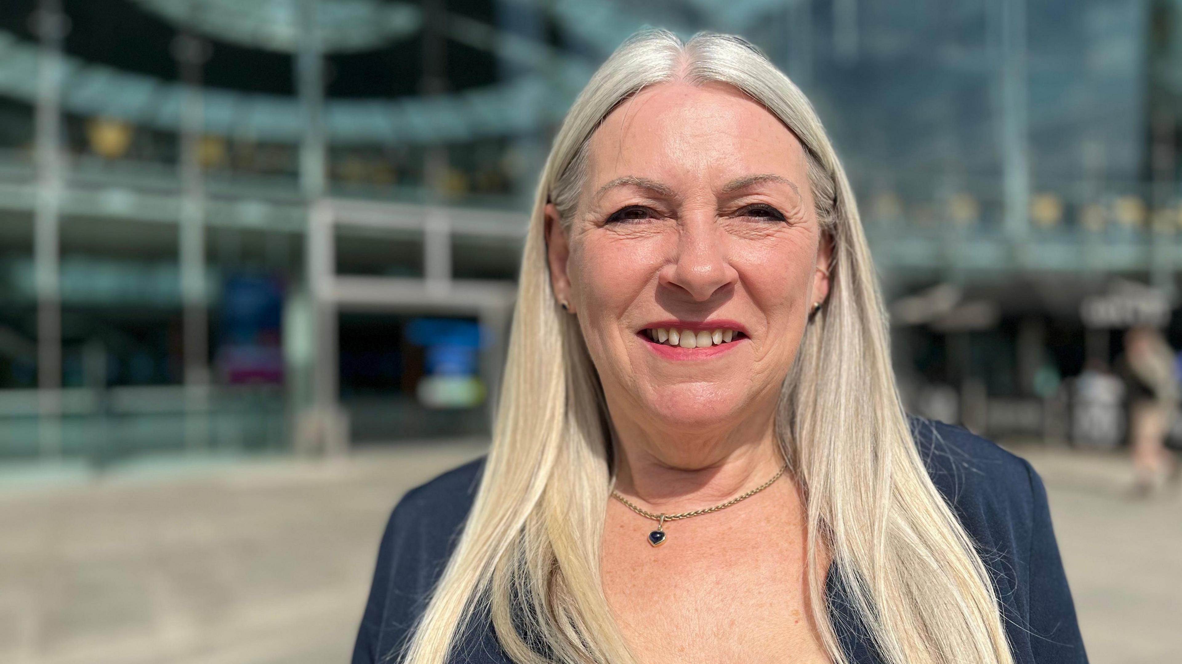 Norfolk county council leader Kay Mason Billig standing outside the Forum in Norwich