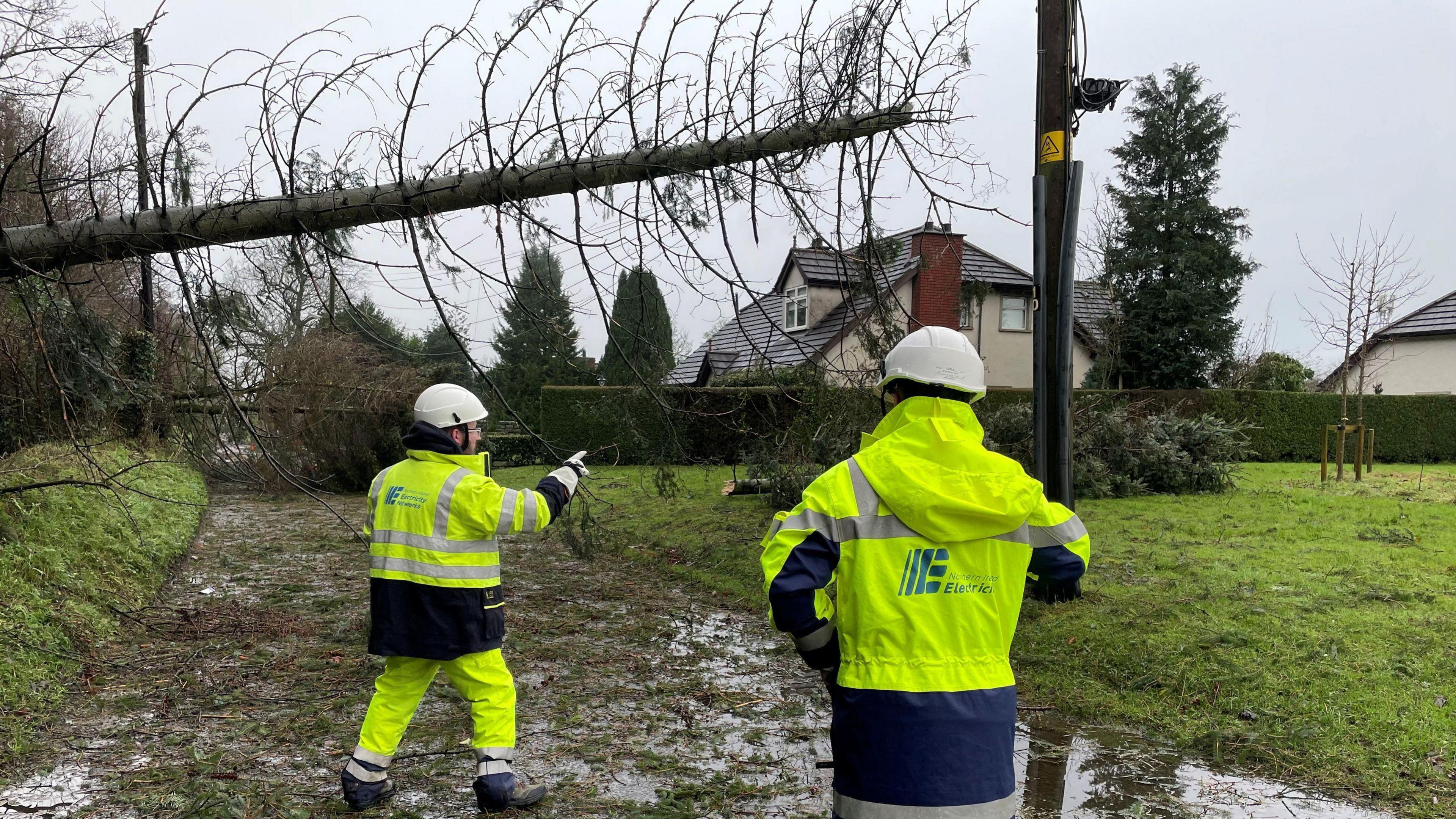 People work to repair damage caused by Storm Eowyn