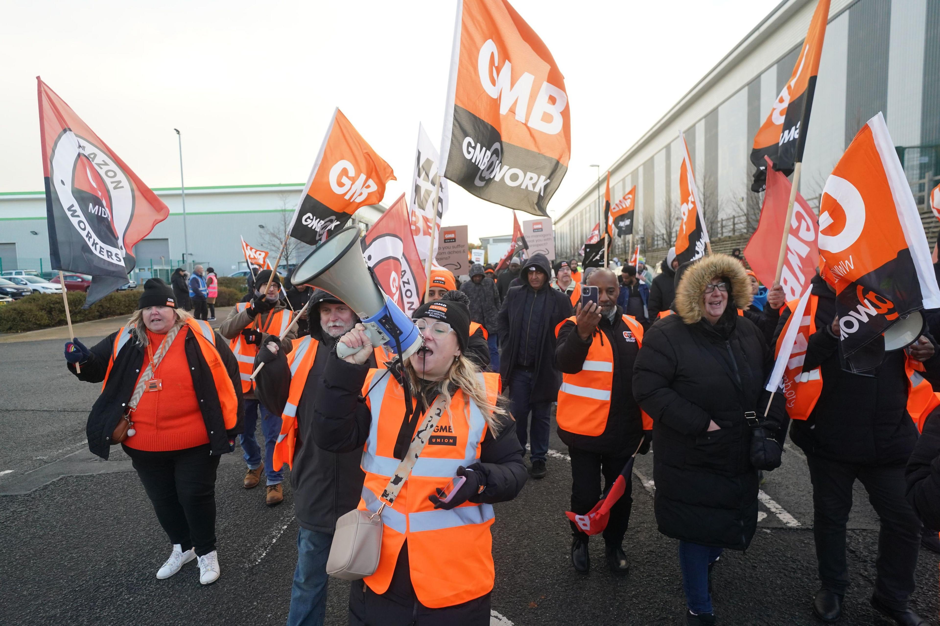 Amazon workers striking in Coventry