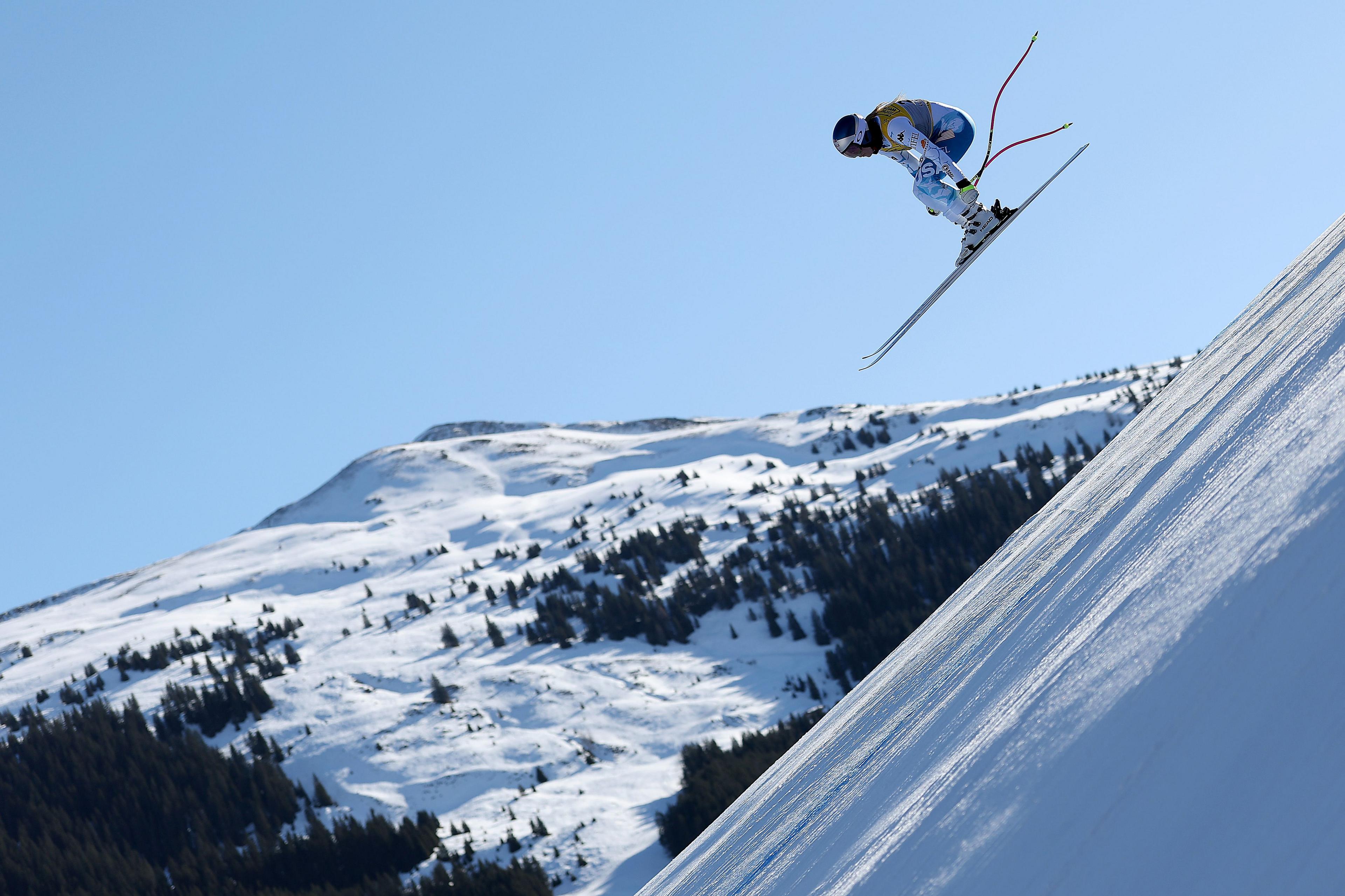 Lindsey Vonn of Team United States competes during the FIS Alpine World Ski Championships - Women's Downhill Training on February 05, 2025 in Saalbach-Hinterglemm, Austria