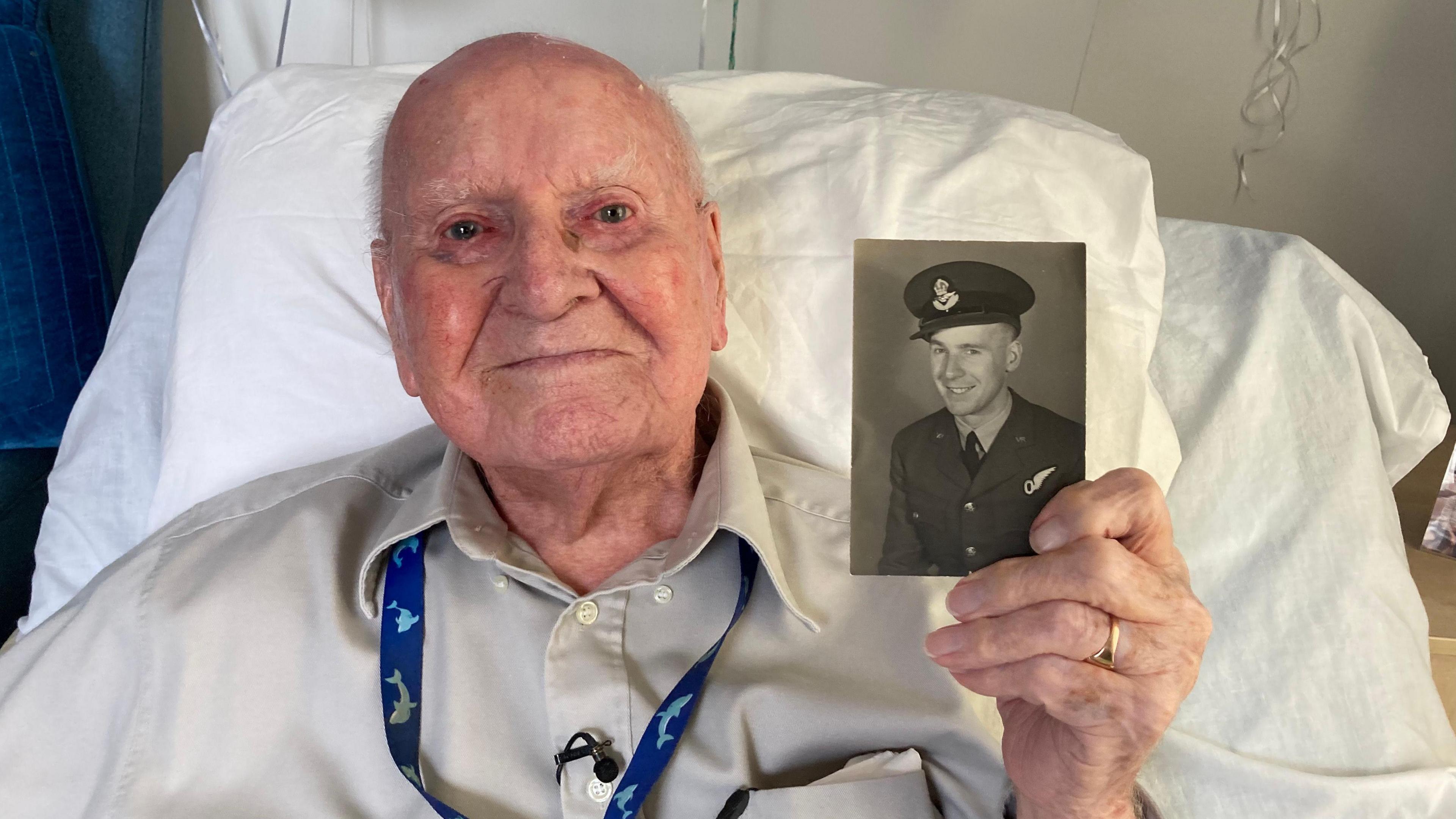 Arthur Steel pictured with a younger photo of himself