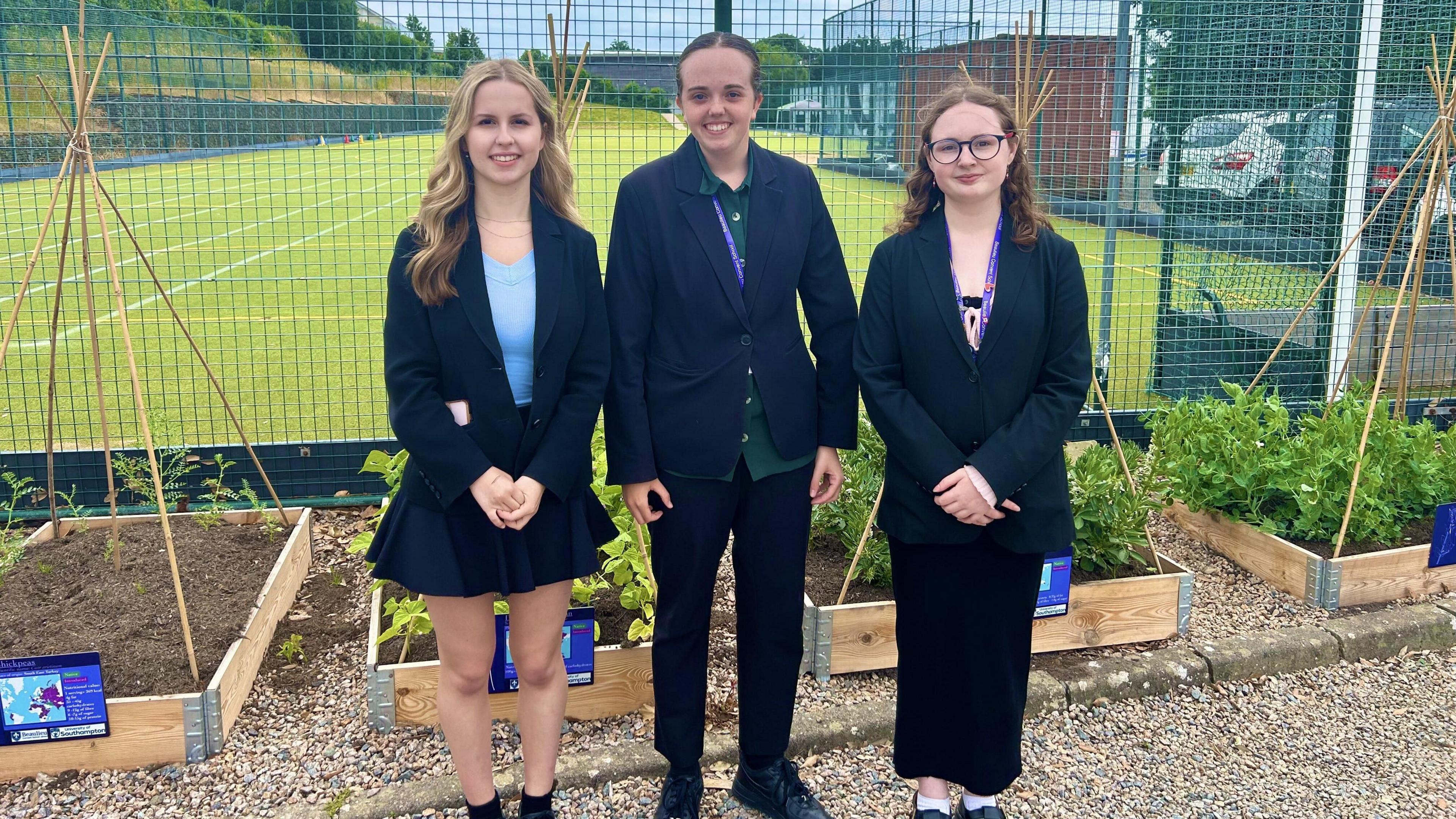 Three school girls