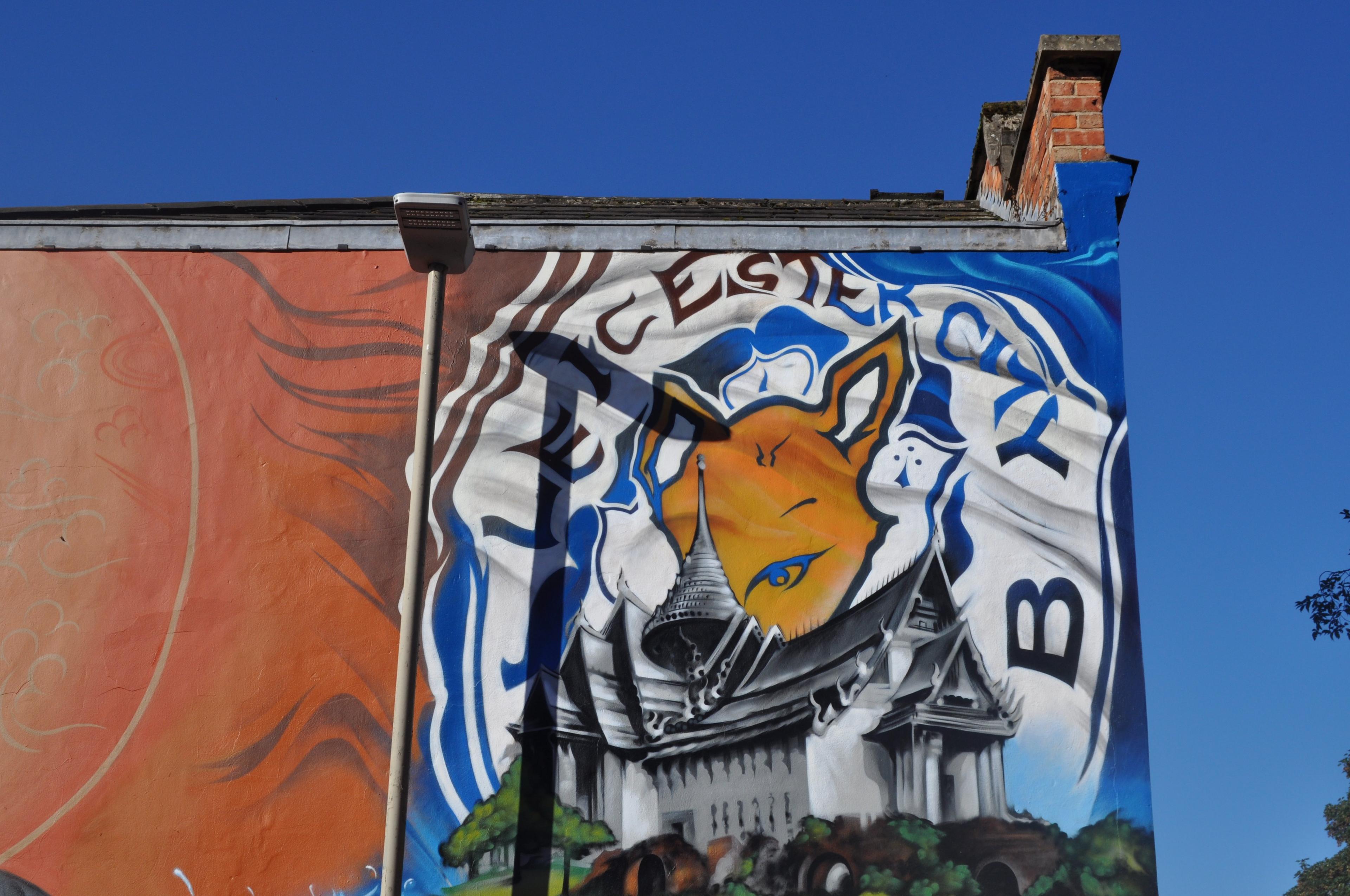 Leicester badge on a mural