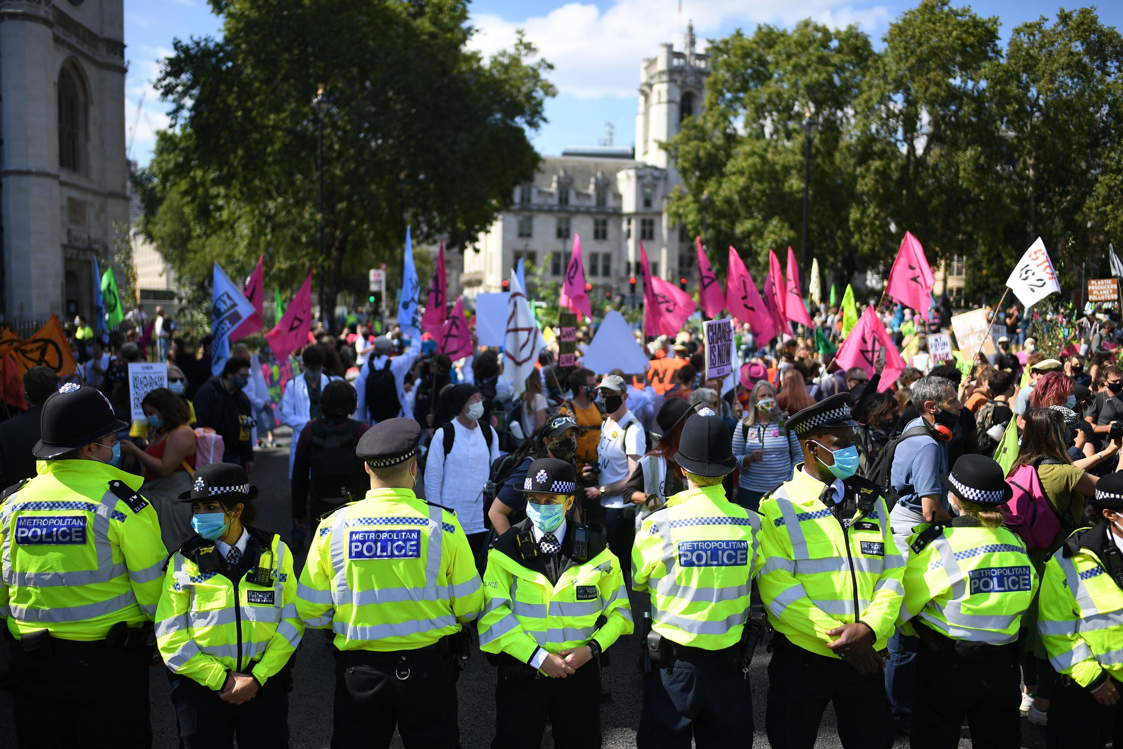 Police and protesters