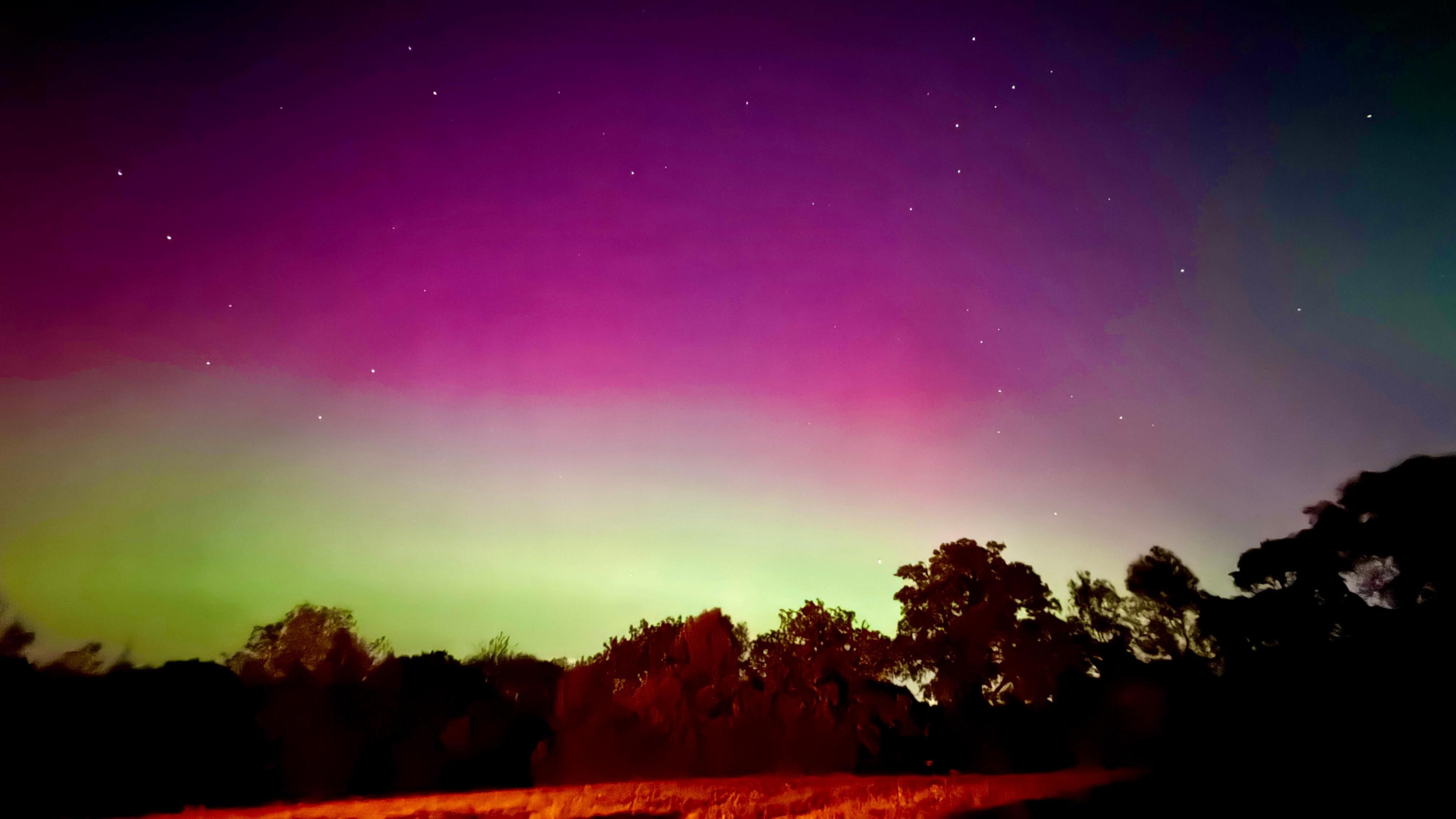 Pink skies at night, taken by Mark Dimbleby in Marlow, Buckinghamshire