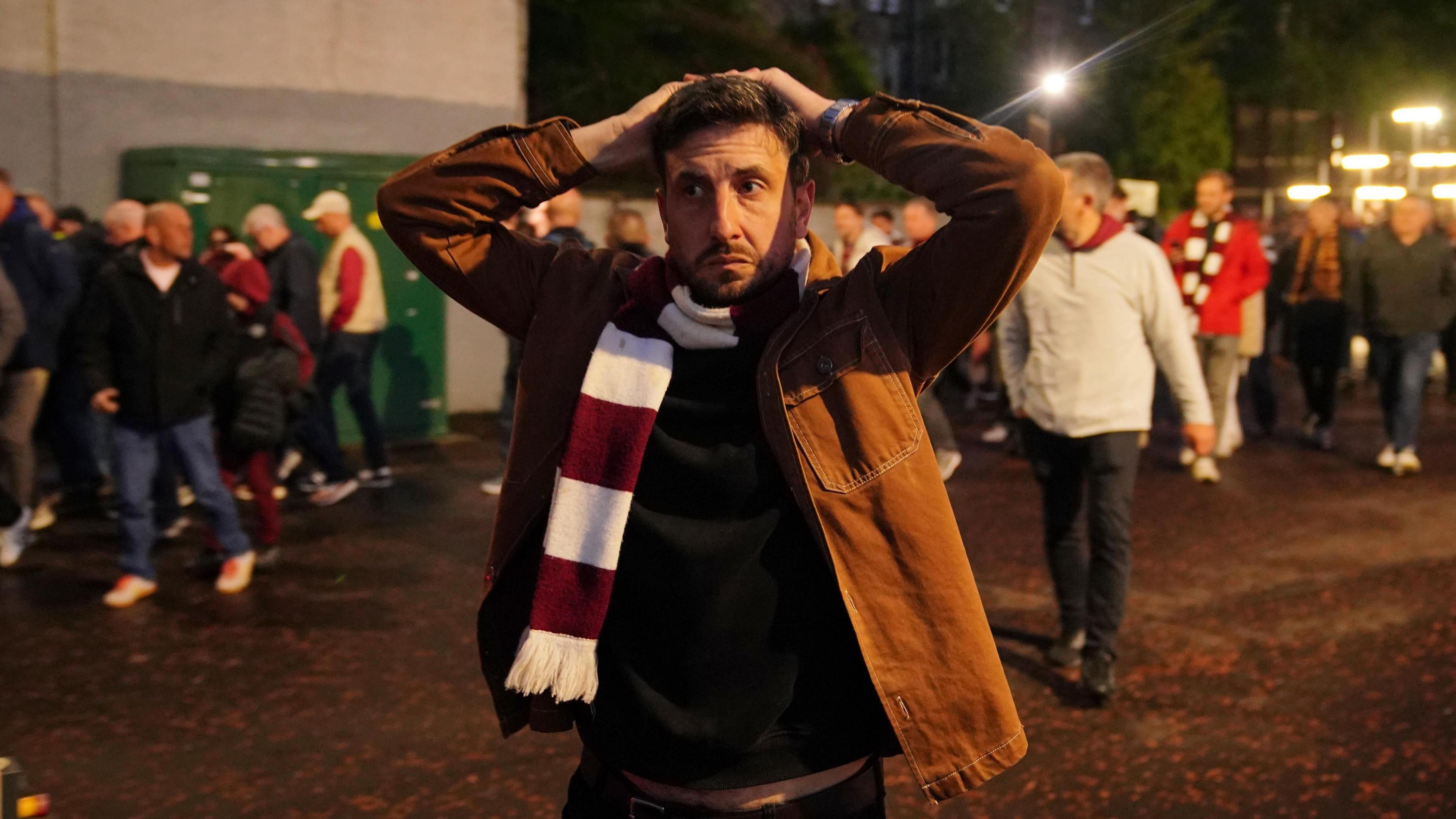 Hearts fans pile out of Tynecastle,