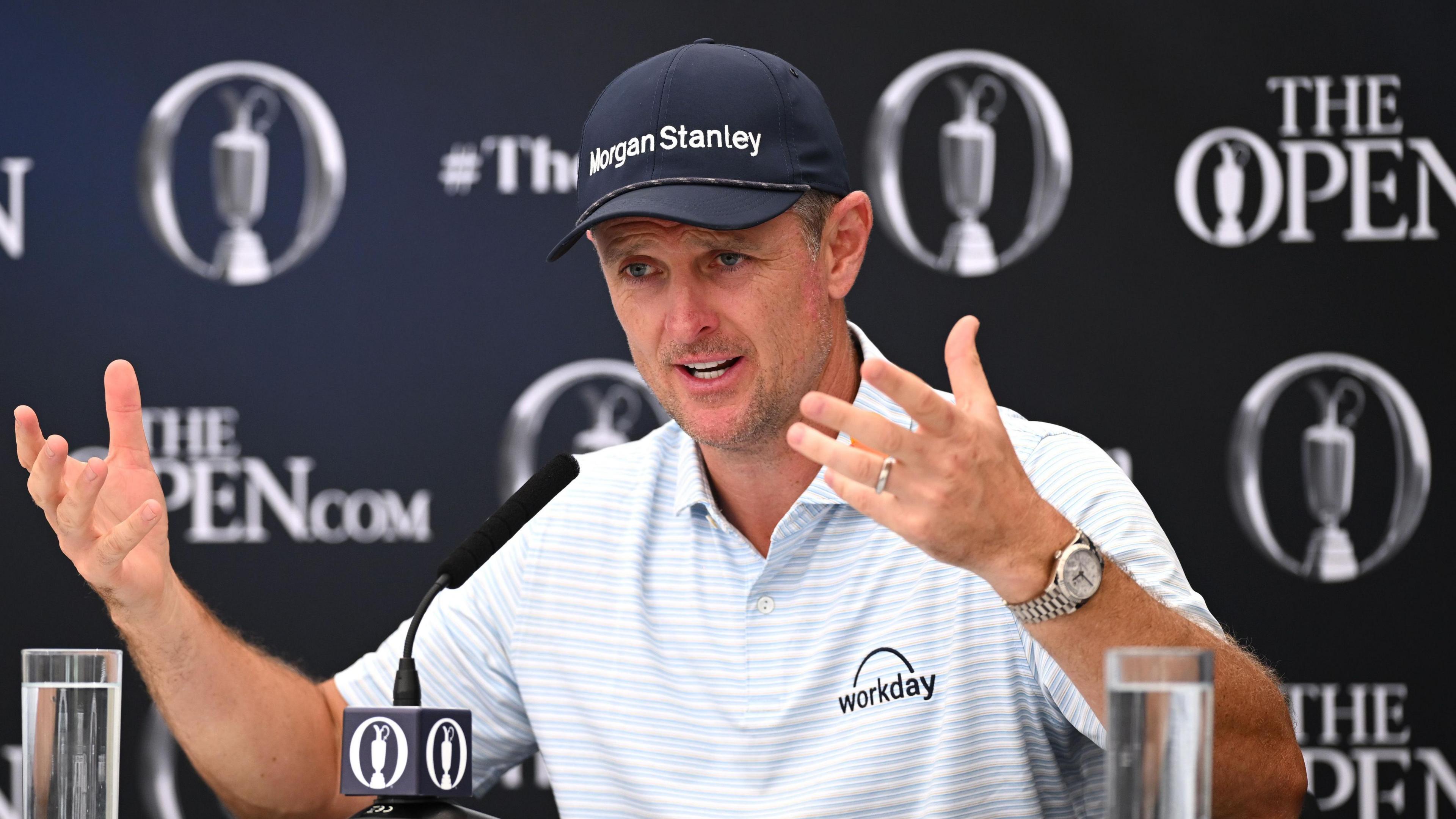 Justin Rose speaks to the media on Wednesday