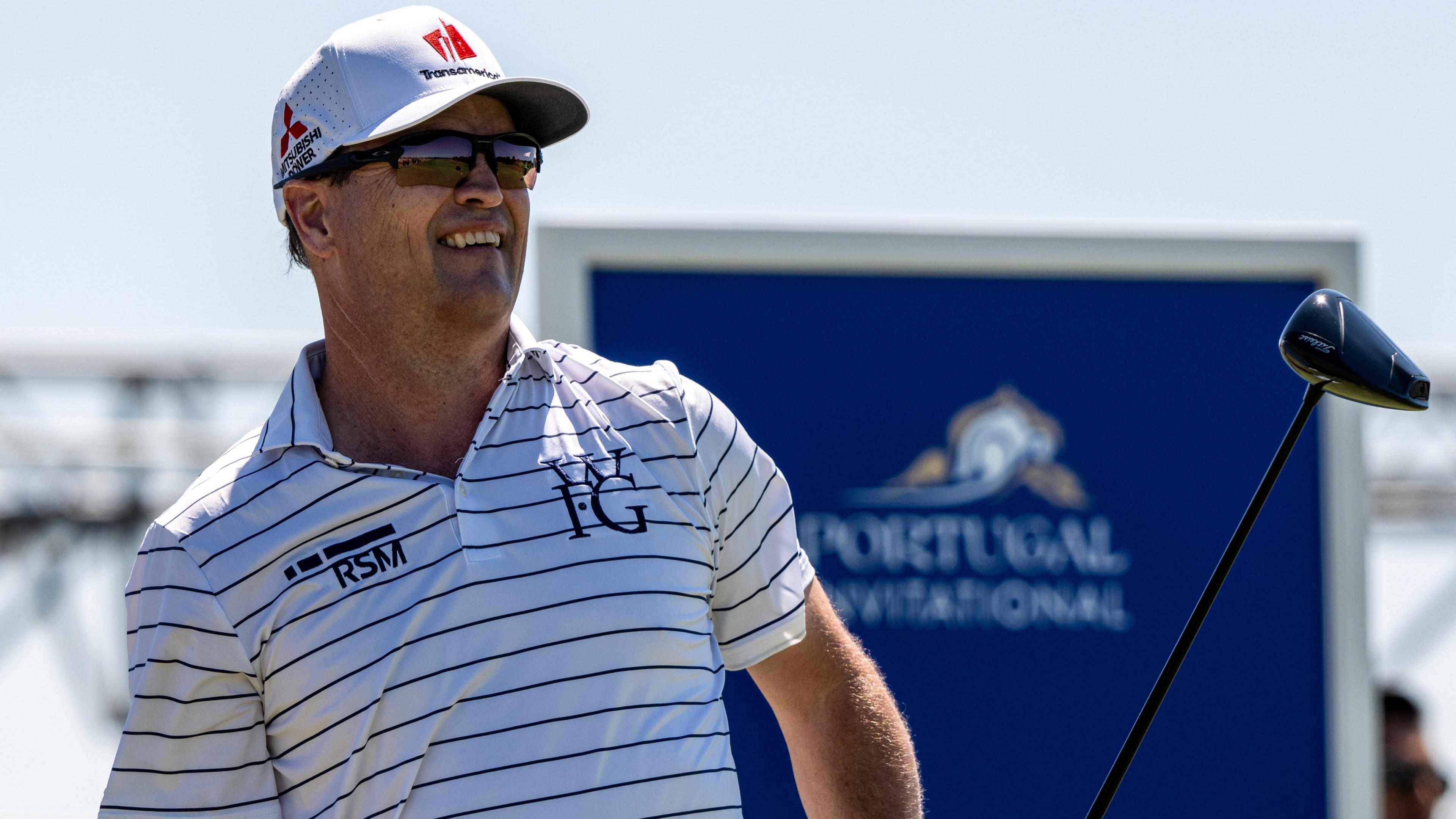 Zach Johnson hits a driver at The Els Club