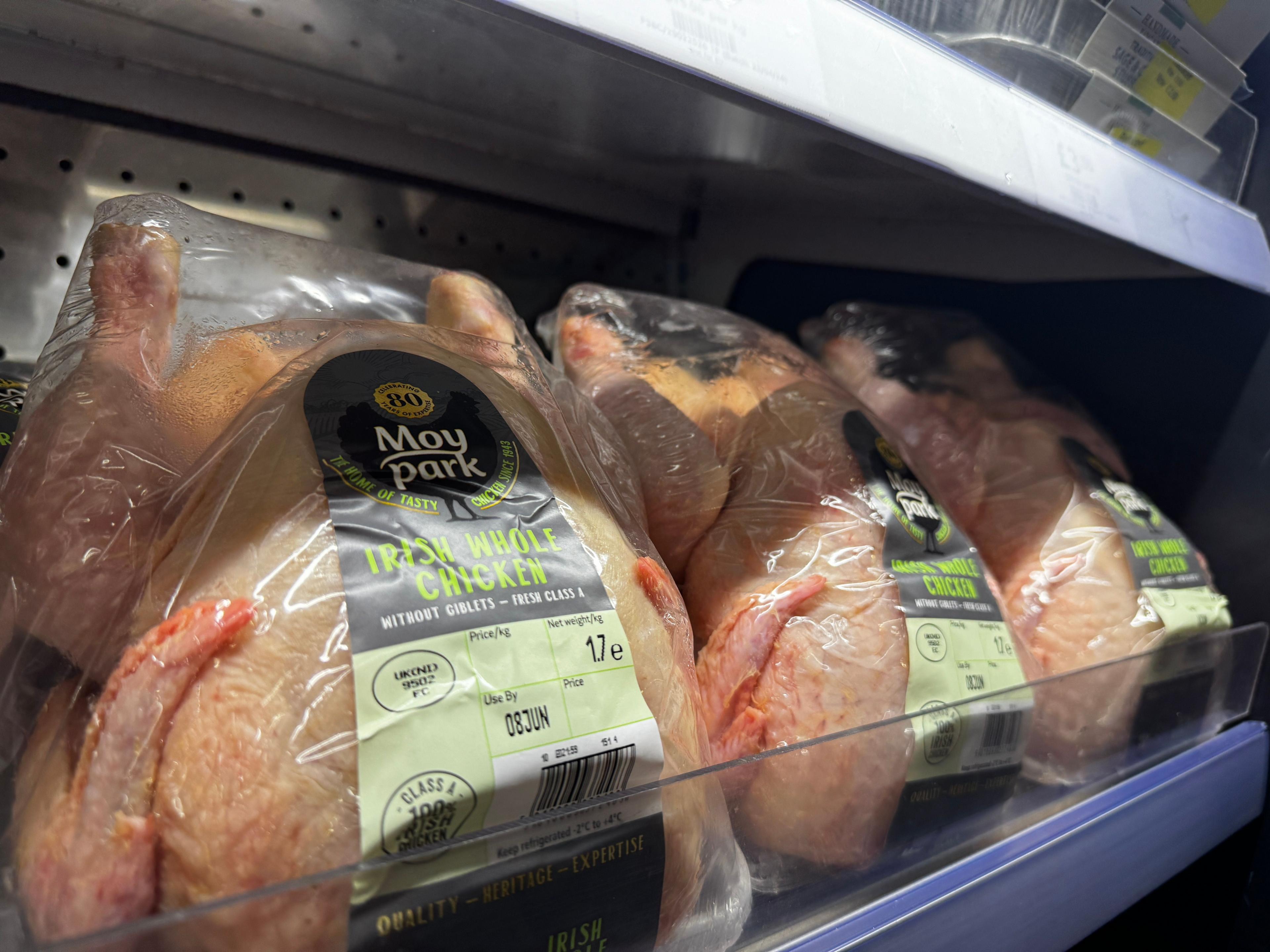 Chicken on a supermarket shelf 